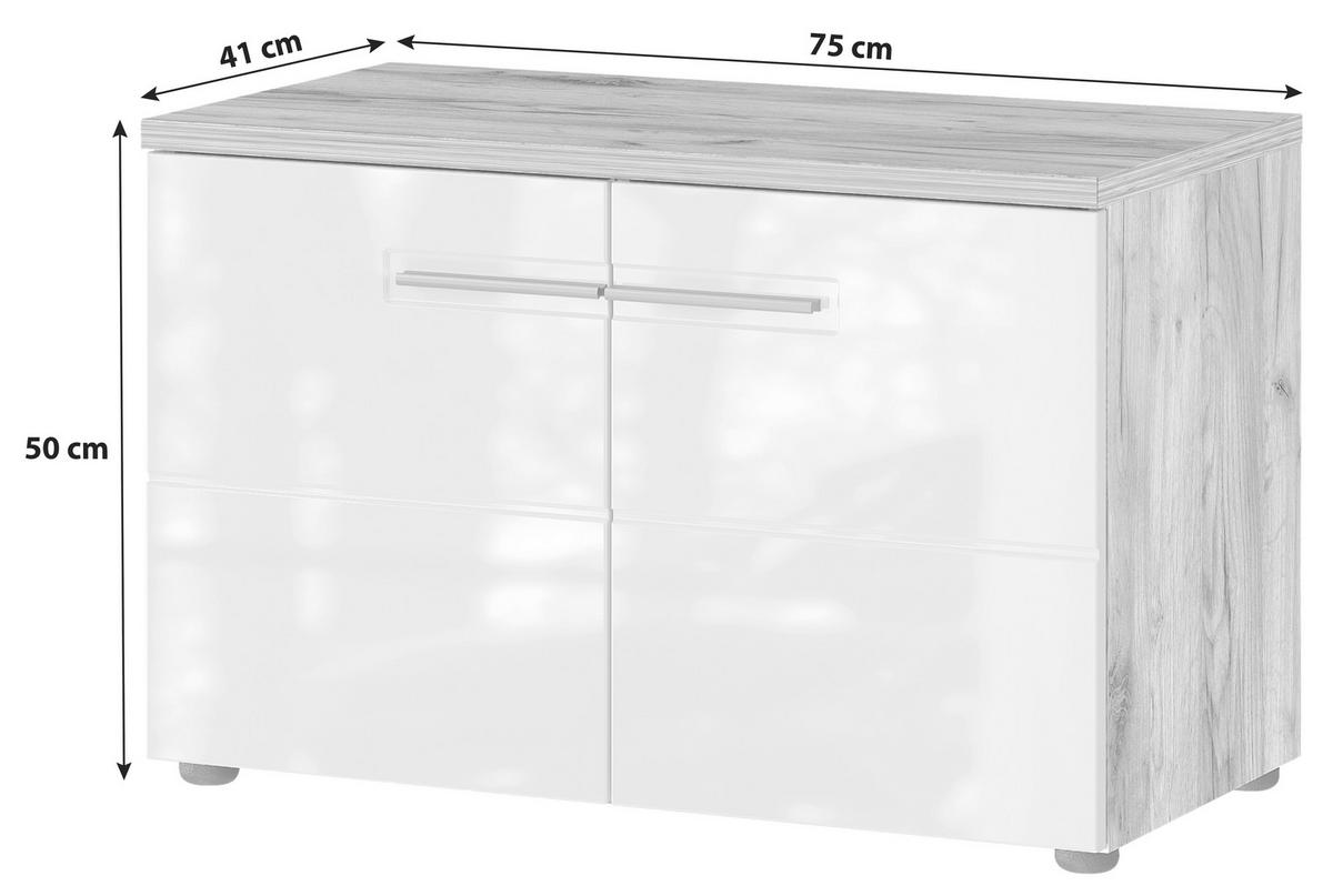 Schuhbank Aledo Weiß B: 75 cm - Eichefarben/Weiß, MODERN, Holzwerkstoff (75/50/41cm) - Germania