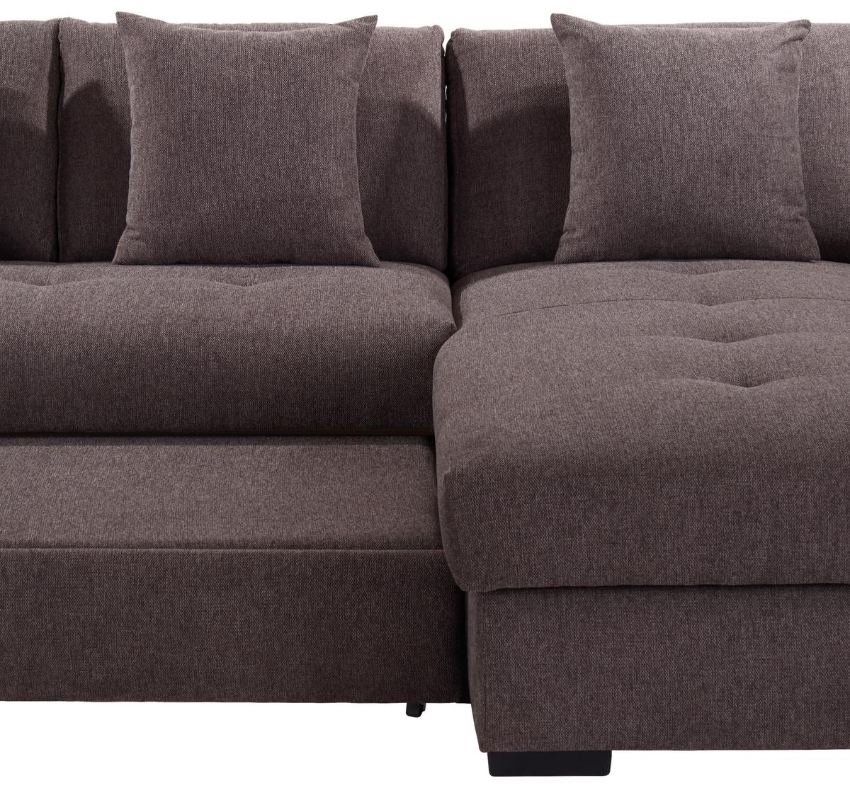 Rohová sedačka BERISSO, pravá, hnědá - hnědá, Design, textil/plast (278/187cm) - Ondega