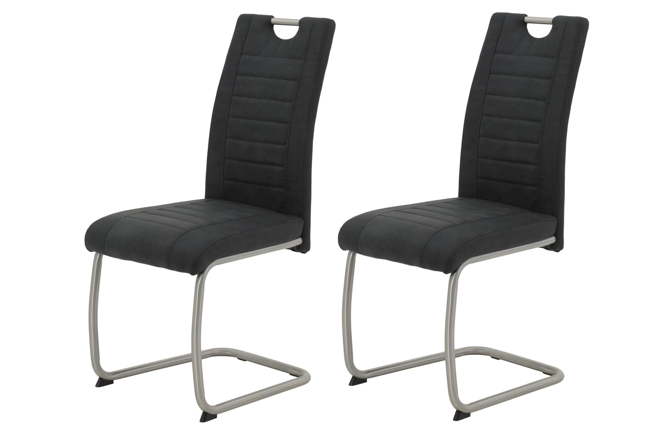 Schwingstuhl-Set Ulla S Anthrazit - Edelstahlfarben/Anthrazit, MODERN, Textil/Metall (43/98/59cm) - MID.YOU