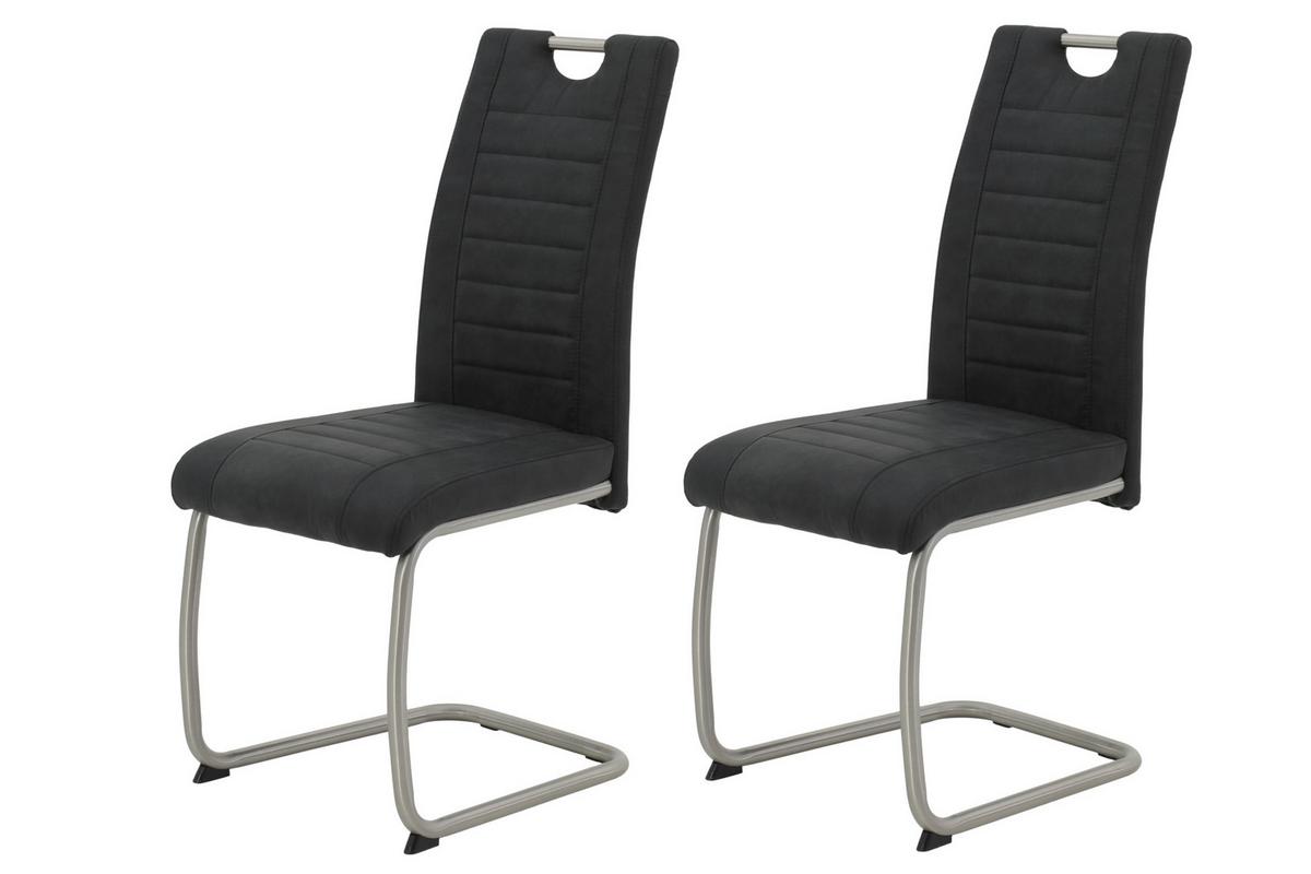 Schwingstuhl-set Ulla S Anthrazit - Edelstahlfarben/Anthrazit, MODERN, Textil/Metall (43/98/59cm) - MID.YOU