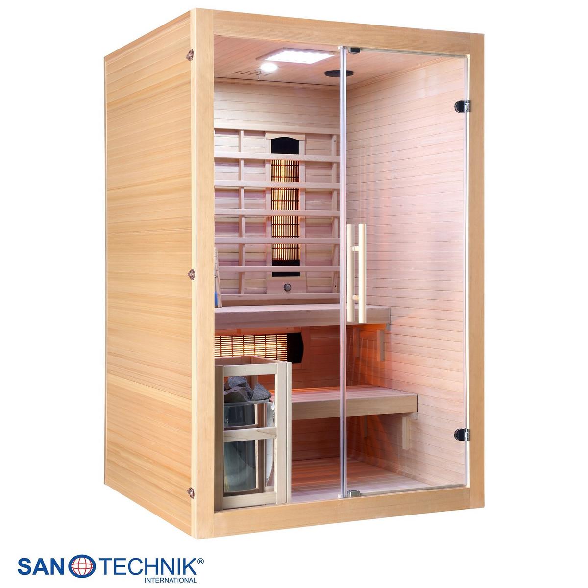 Infrarotkabine 2 Personen LBH: 130x120x200 cm - Naturfarben, Basics, Glas/Holz (130/120/200cm) - Sanotechnik