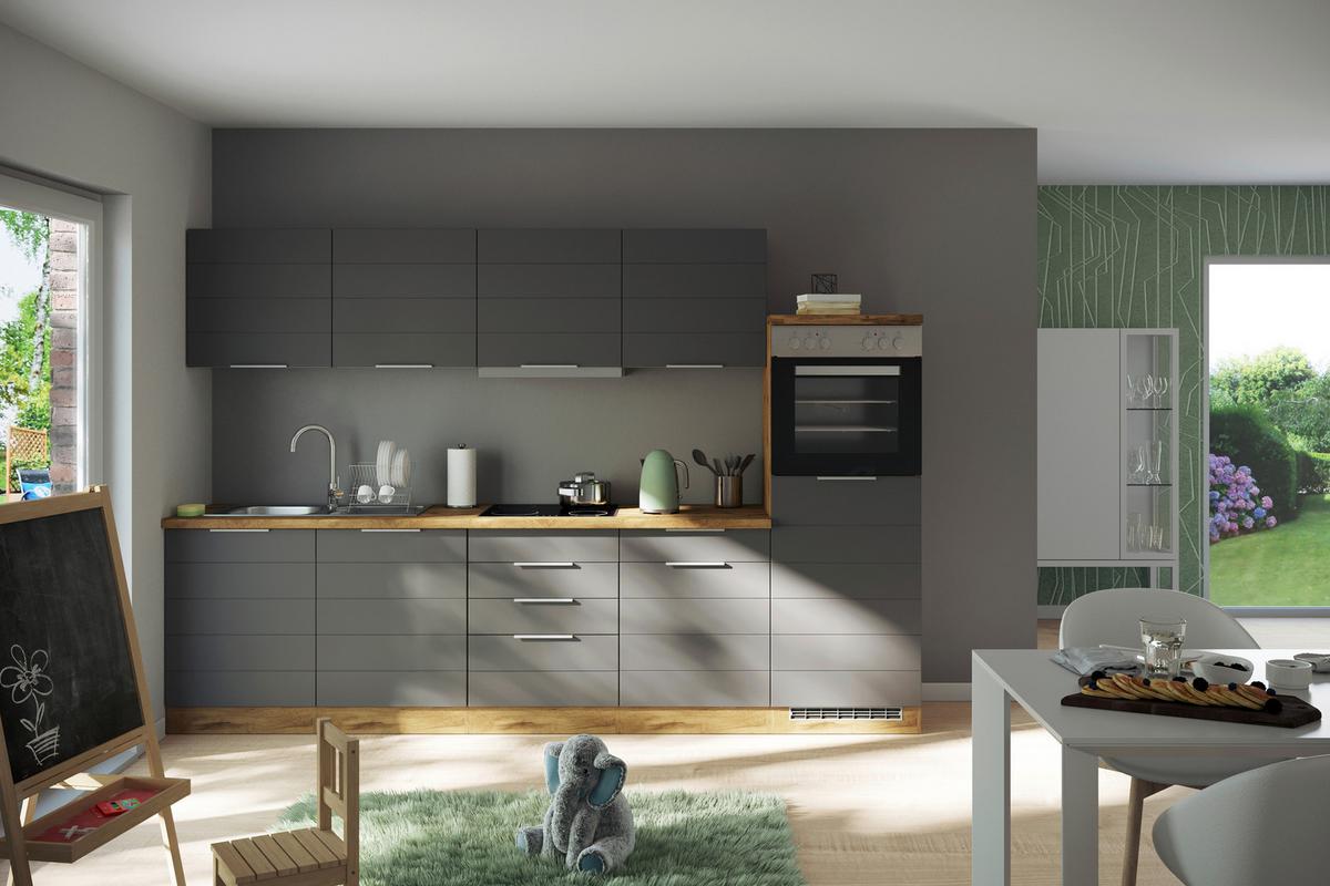 Küchenoberschrank Florenz B. 60 cm Grau/Eiche 1 Drehtüre - Eiche Wotan/Grau, Design, Holzwerkstoff (60/57/34cm) - Held