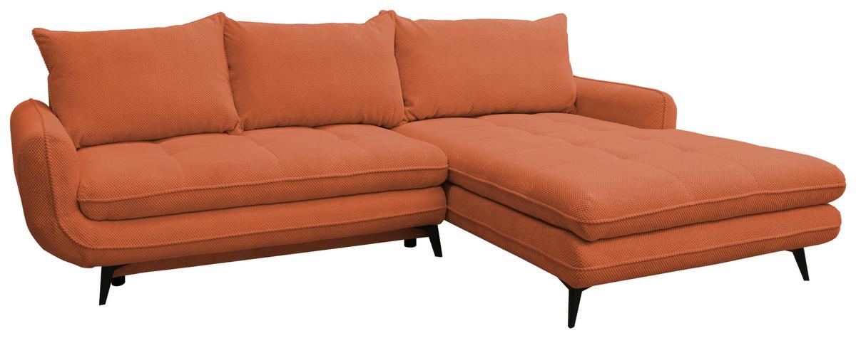 Rohová sedačka WAVE, pravá, terracotta - černá/terracotta, Moderní, kov/dřevo (266/189cm)