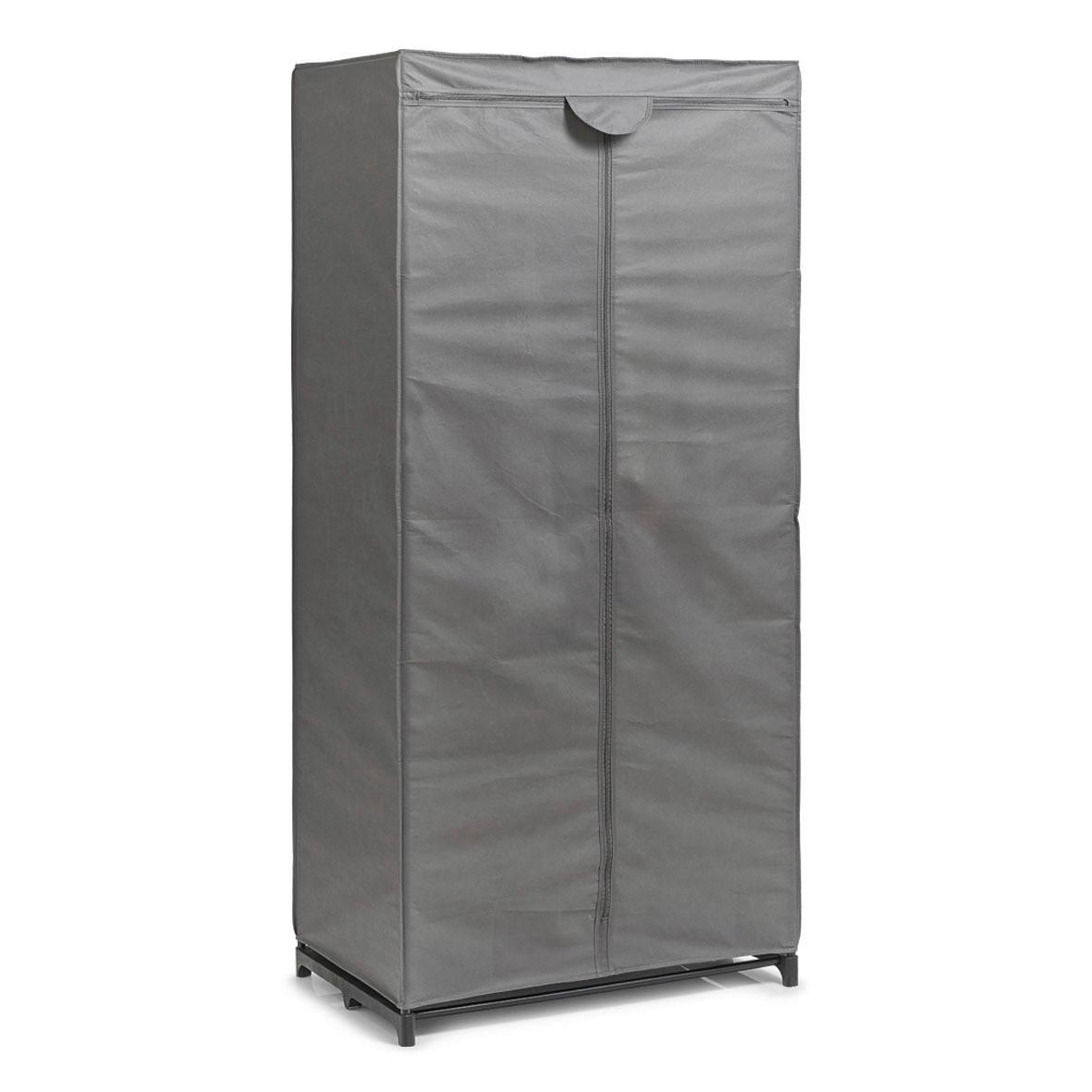 Stoffschrank Metall, Textil - Grau, Basics, Textil/Metall (75/50/160cm) - Zeller Present