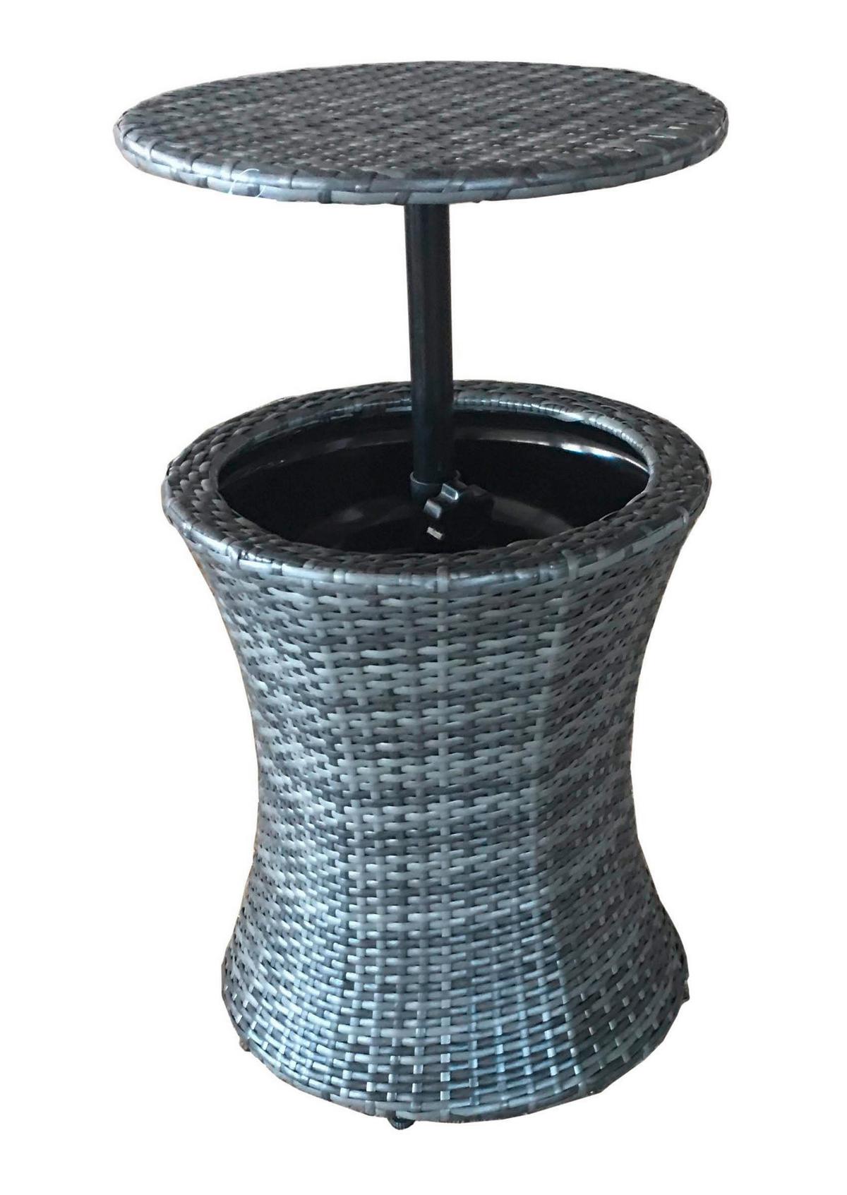 Gartentisch mit Getränkekühler Mumbai Kunststoff/Metall ⌀45cm - Dunkelgrau/Schwarz, Basics, Kunststoff/Metall (45/55/45cm) - Gardenson