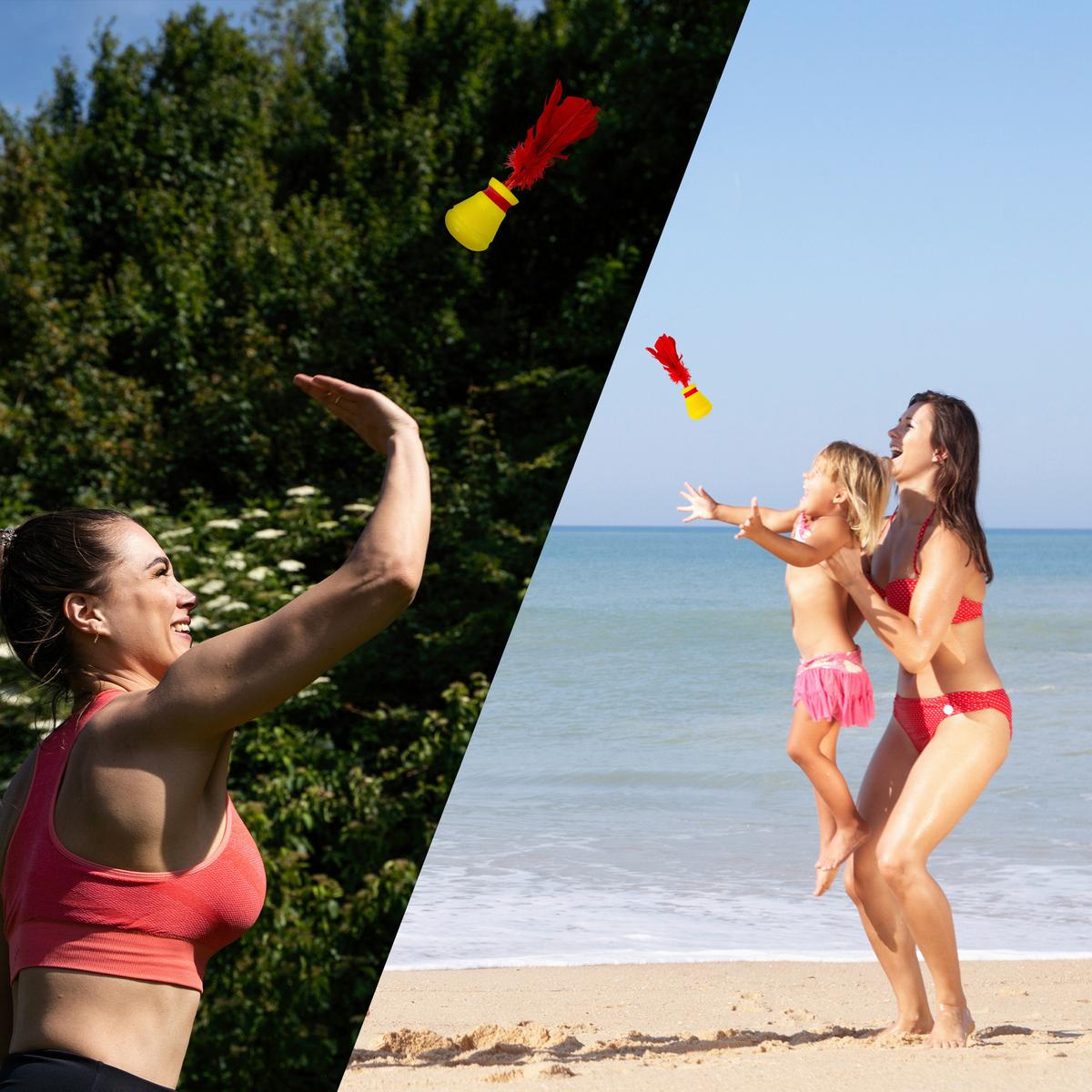 Federballset Indiaca Play - Gelb/Rot, KONVENTIONELL, Kunststoff (9/9/24,5cm)