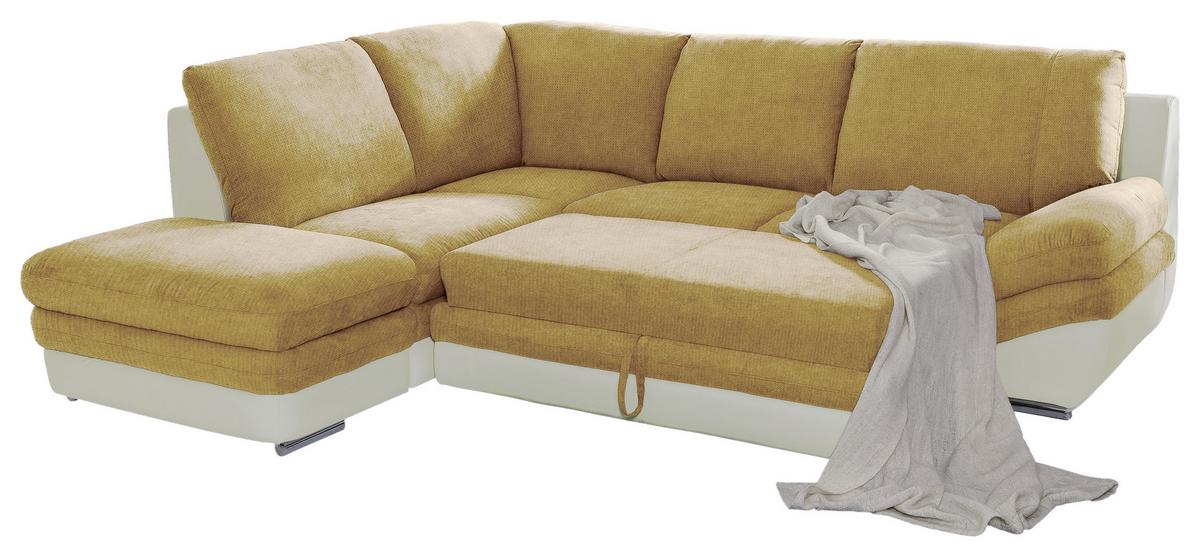 Wohnlandschaft In L-form Nardo 221x264 Cm - Chromfarben/Dunkelgelb, MODERN, Textil (221/264cm) - MID.YOU