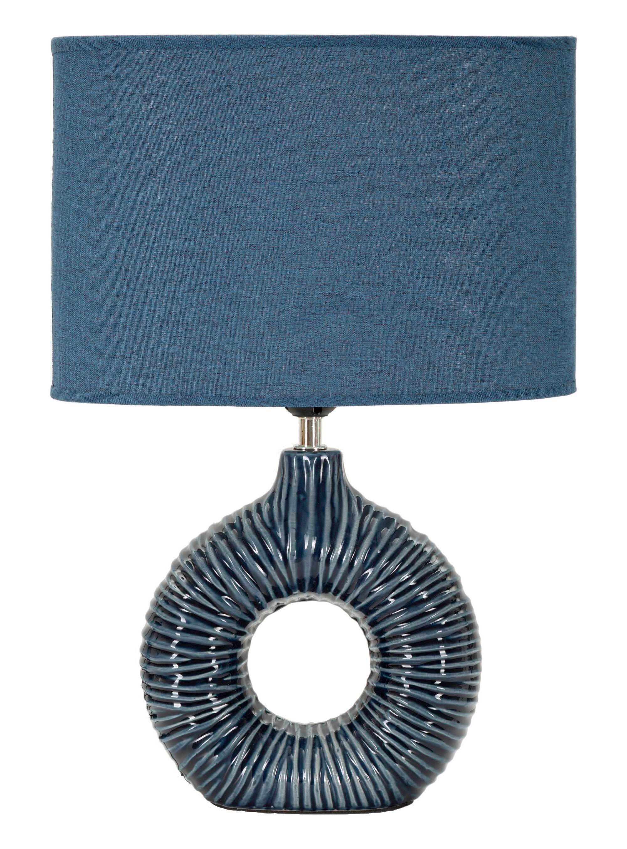 Tischleuchte Seta Blau B: 28,5 cm - Blau, Basics, Keramik/Textil (28.5/15/43cm)