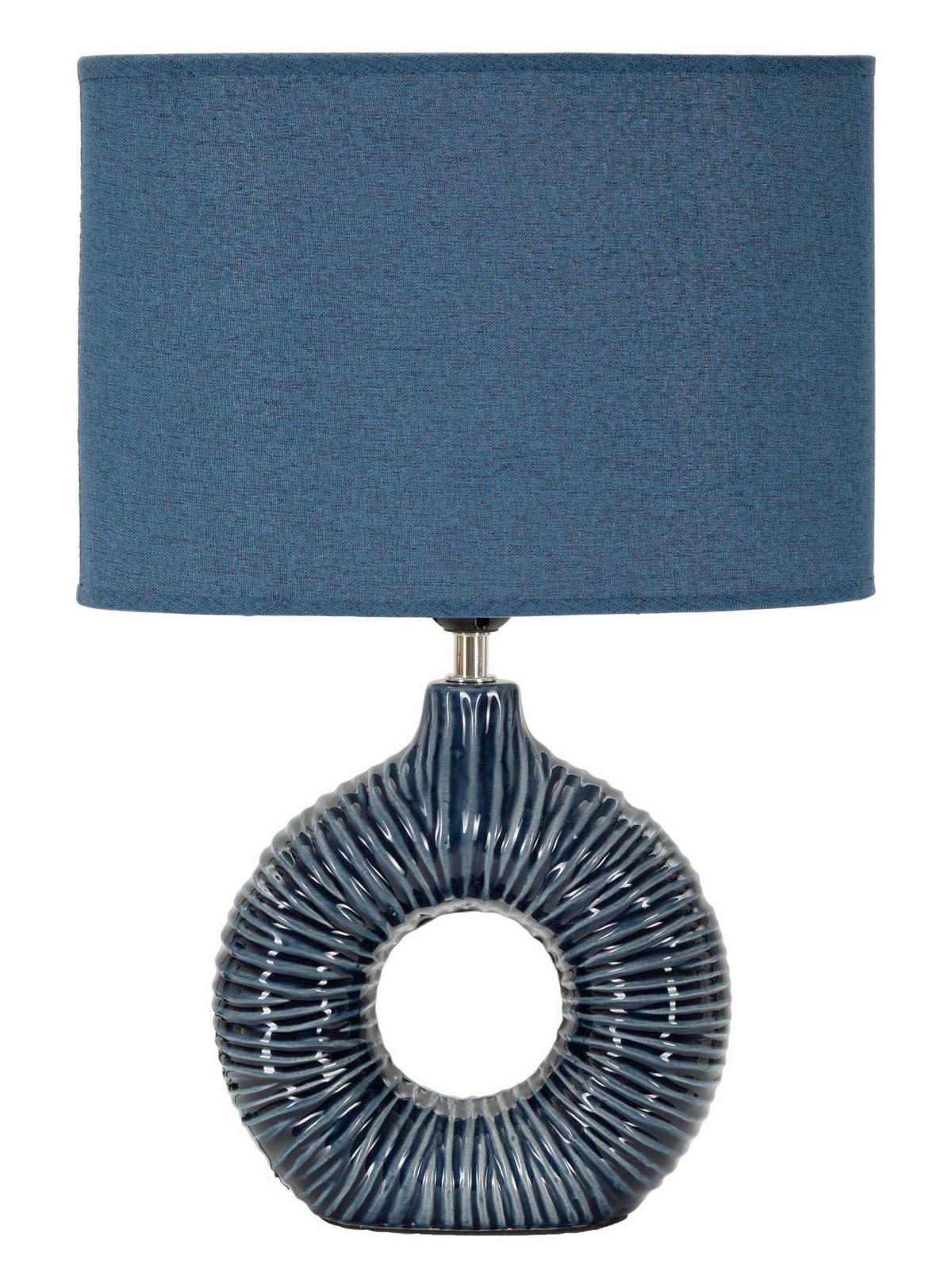 Tischleuchte Seta Blau B: 28,5 cm - Blau, Basics, Keramik/Textil (28.5/15/43cm)
