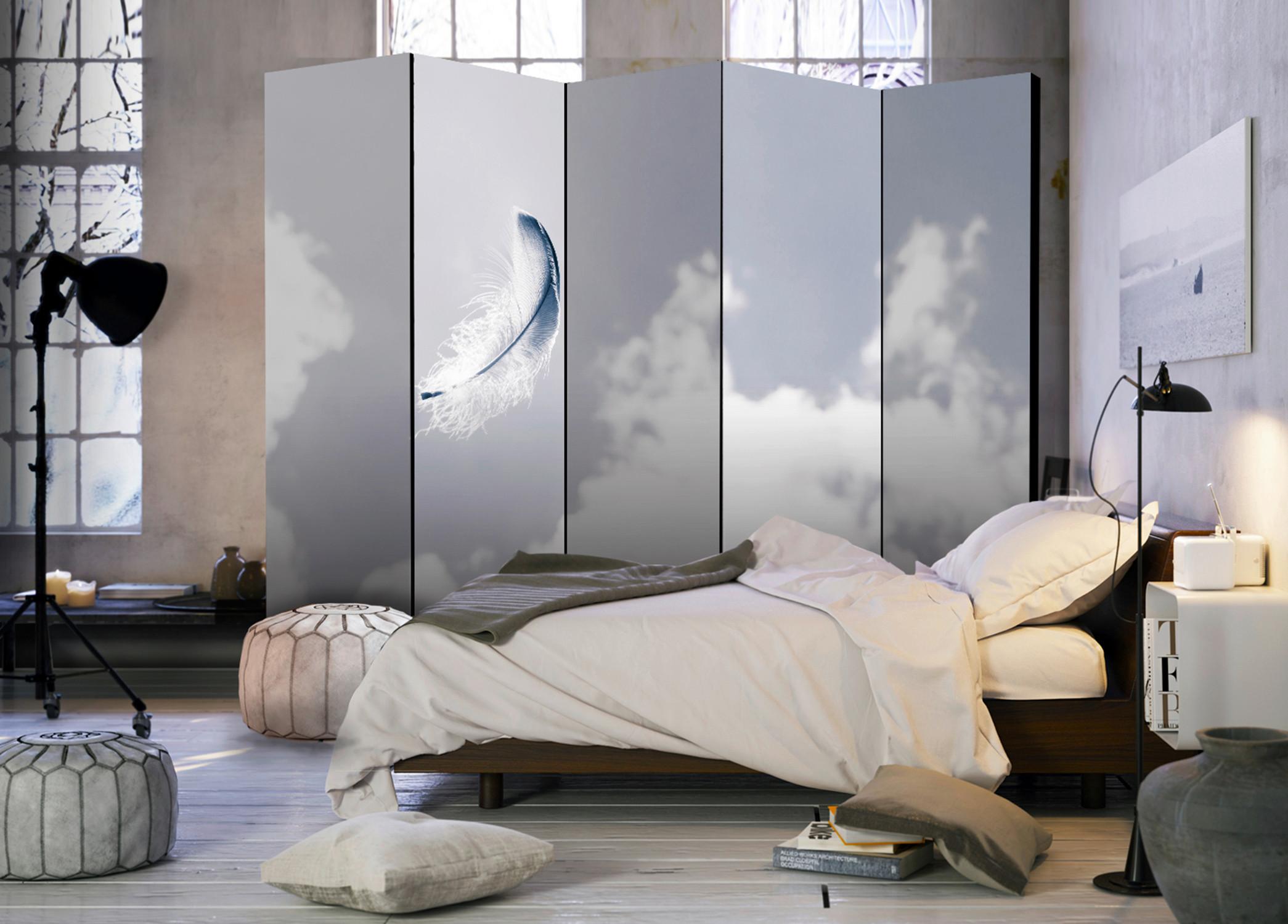 Paravent Grau Weiß B: 225 cm - Weiß/Grau, Basics, Holz/Kunststoff (225/172/3cm) - artgeist