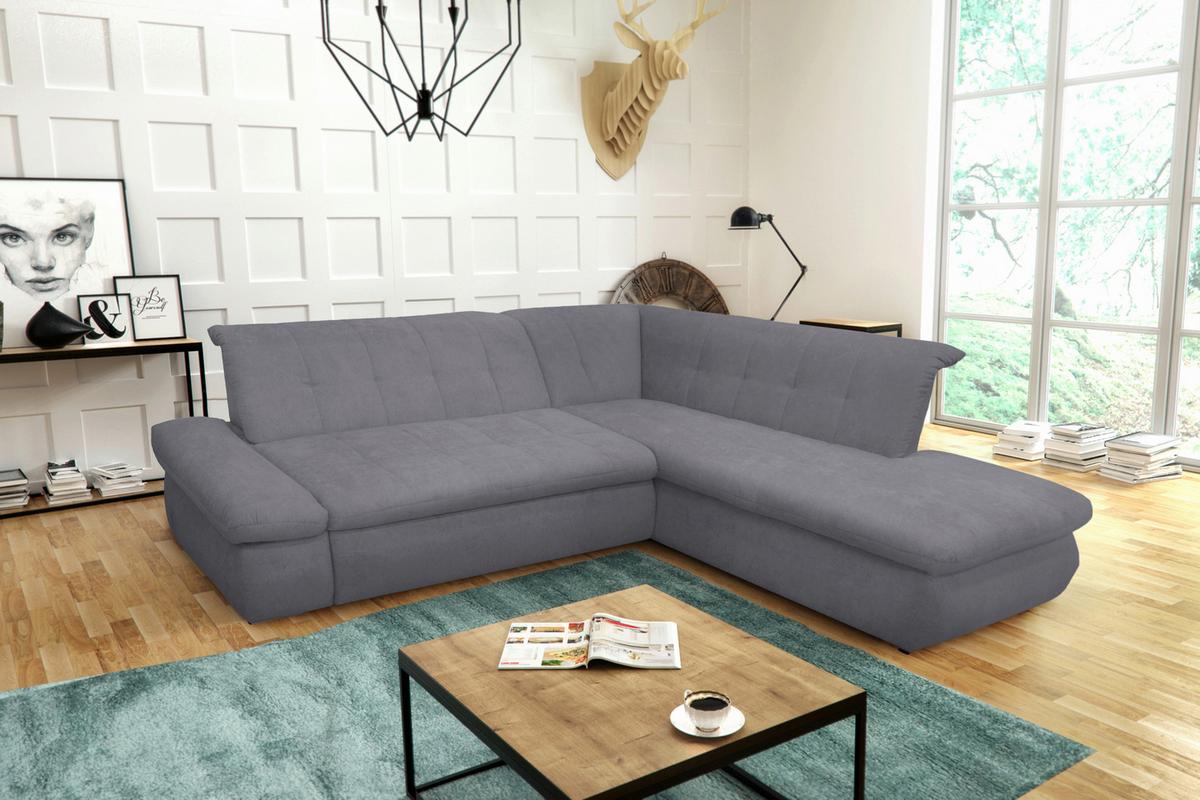 Ecksofa Moric Dunkelgrau Mikrofaser - Chromfarben/Dunkelgrau, KONVENTIONELL, Textil (273/216cm) - MID.YOU