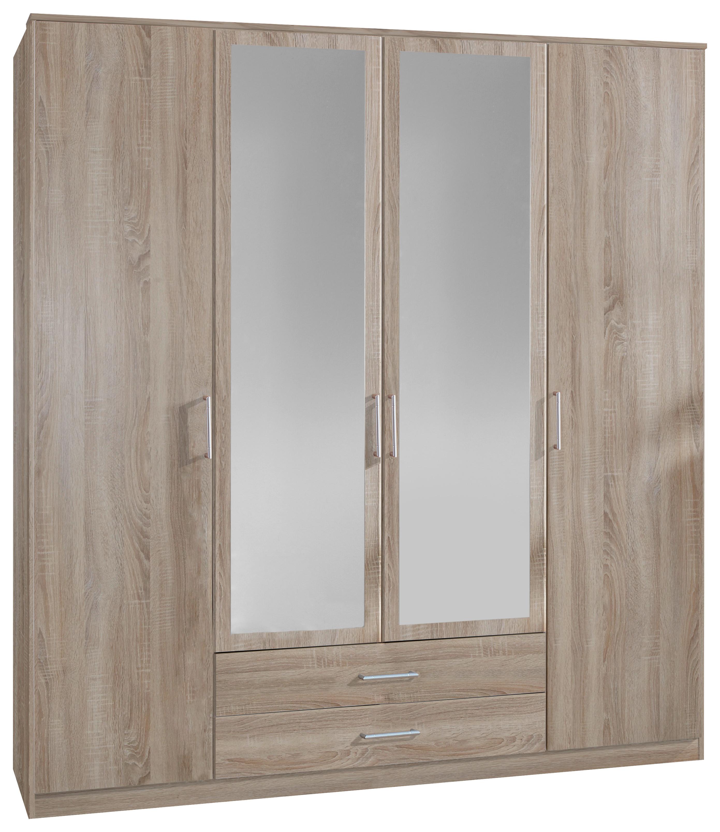 Šatní skříň OSAKA šířka 180cm - barvy dubu/barvy hliníku, Konvenční, kompozitní dřevo/plast (180/199/58cm) - MID.YOU