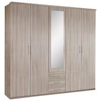 Drehtürenschrank Mit Spiegel + Laden 225cm Ben, Eiche Dekor - Eichefarben, KONVENTIONELL, Glas/Holzwerkstoff (225/210/58cm) - MID.YOU
