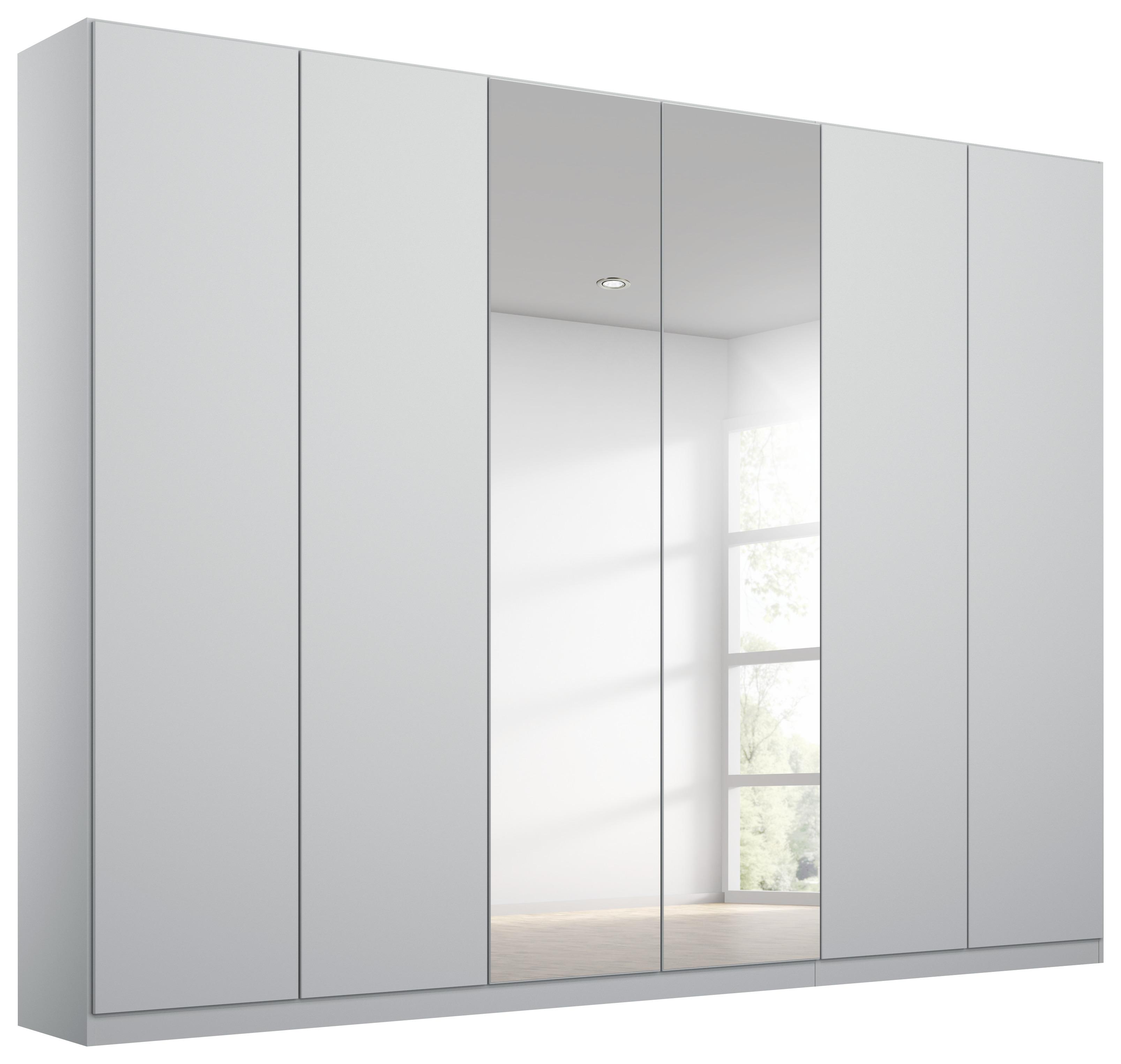 Drehtürenschrank in Seidengrau mit Spiegel