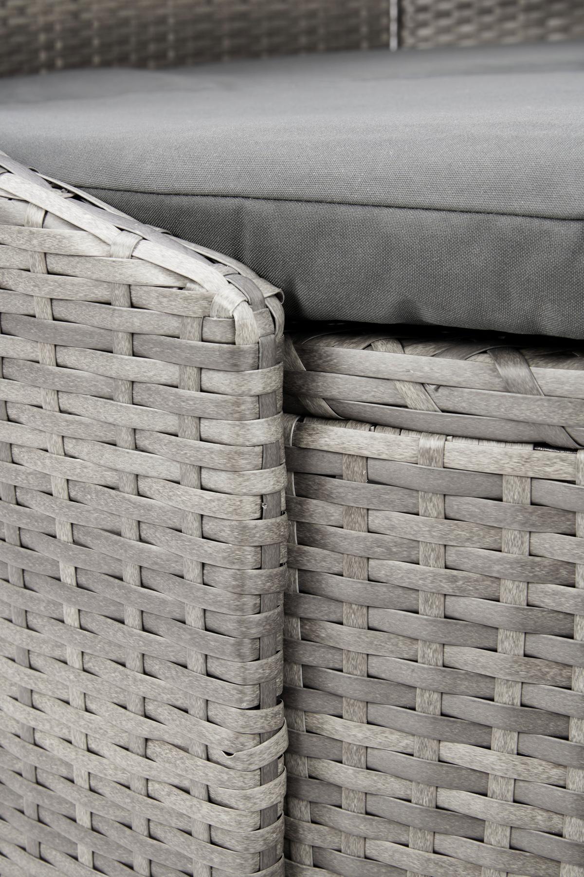 Sonneninsel Kuba Grau Aus Polyrattan, Verstellbares Dach - Grau, MODERN, Kunststoff/Textil (230/145/140cm) - Ambia Garden