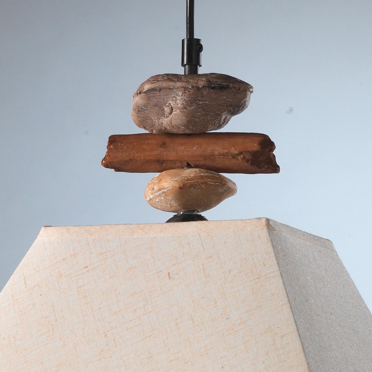 Hängeleuchte 4848/S - Weiß, Natur, Textil/Stein (30/25/110cm)