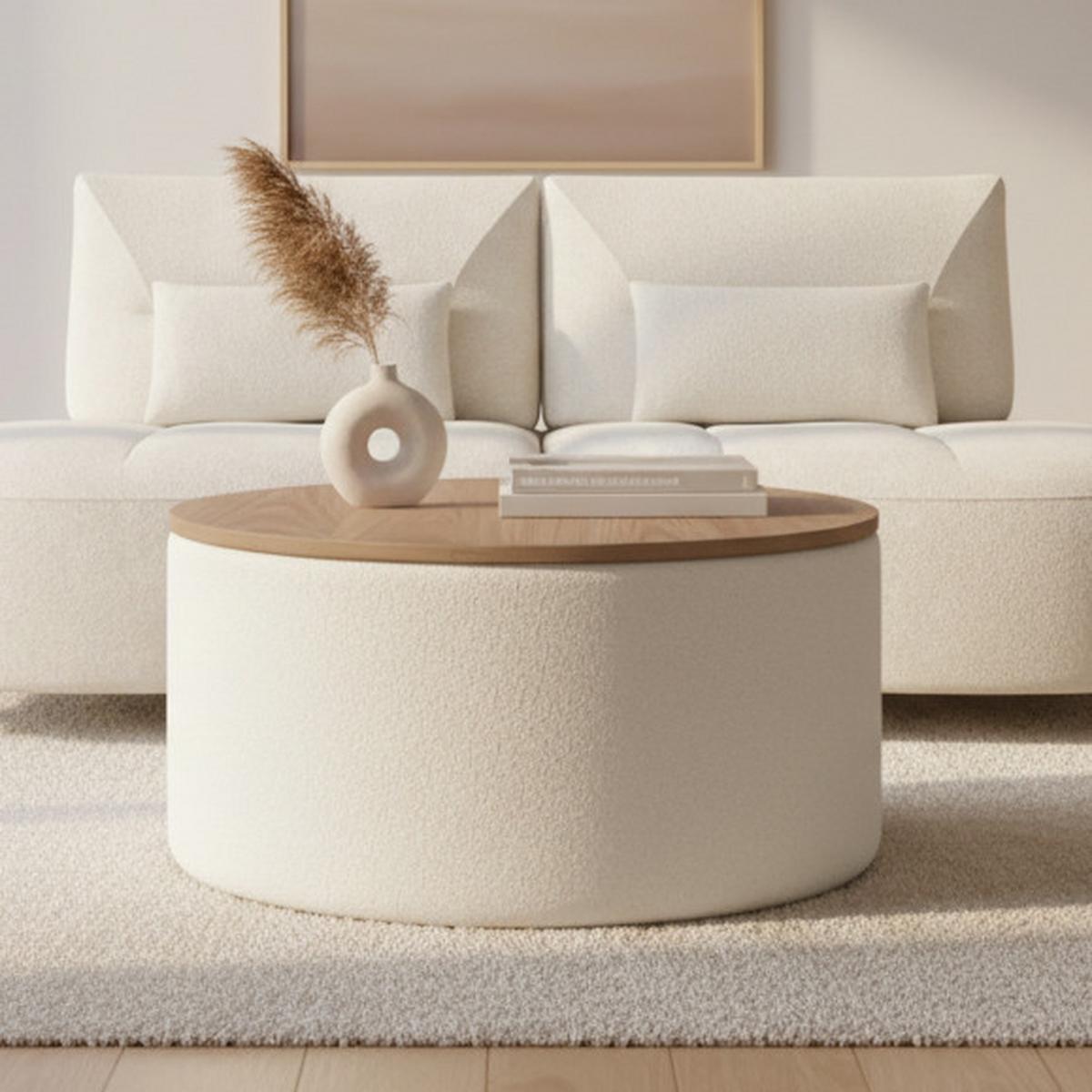 Konferenční stolek Elliot, P: 70 cm - bílá/přírodní barvy, Moderní, dřevo/kompozitní dřevo (70/70/35cm) - Bessagi Home