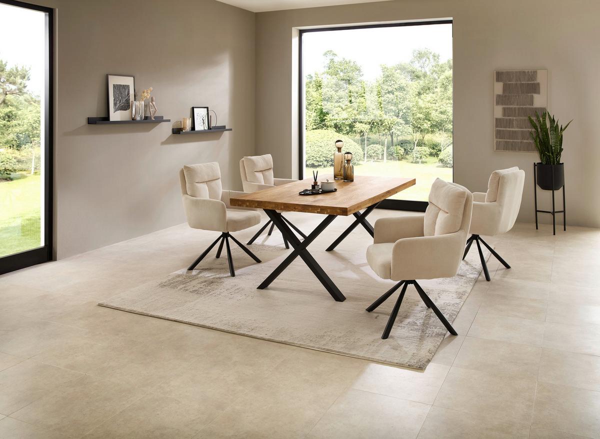 Esstisch Chris X 180x76x100 Cm Eiche/schwarz - Eichefarben/Schwarz, MODERN, Holz/Metall (180/100/76cm) - Livetastic