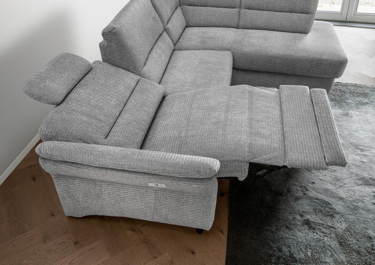 Ecksofa Cavoli Grau Relaxfunktion S: 266x190 Cm - Schwarz/Weiß, MODERN, Textil (266/190cm) - Livetastic