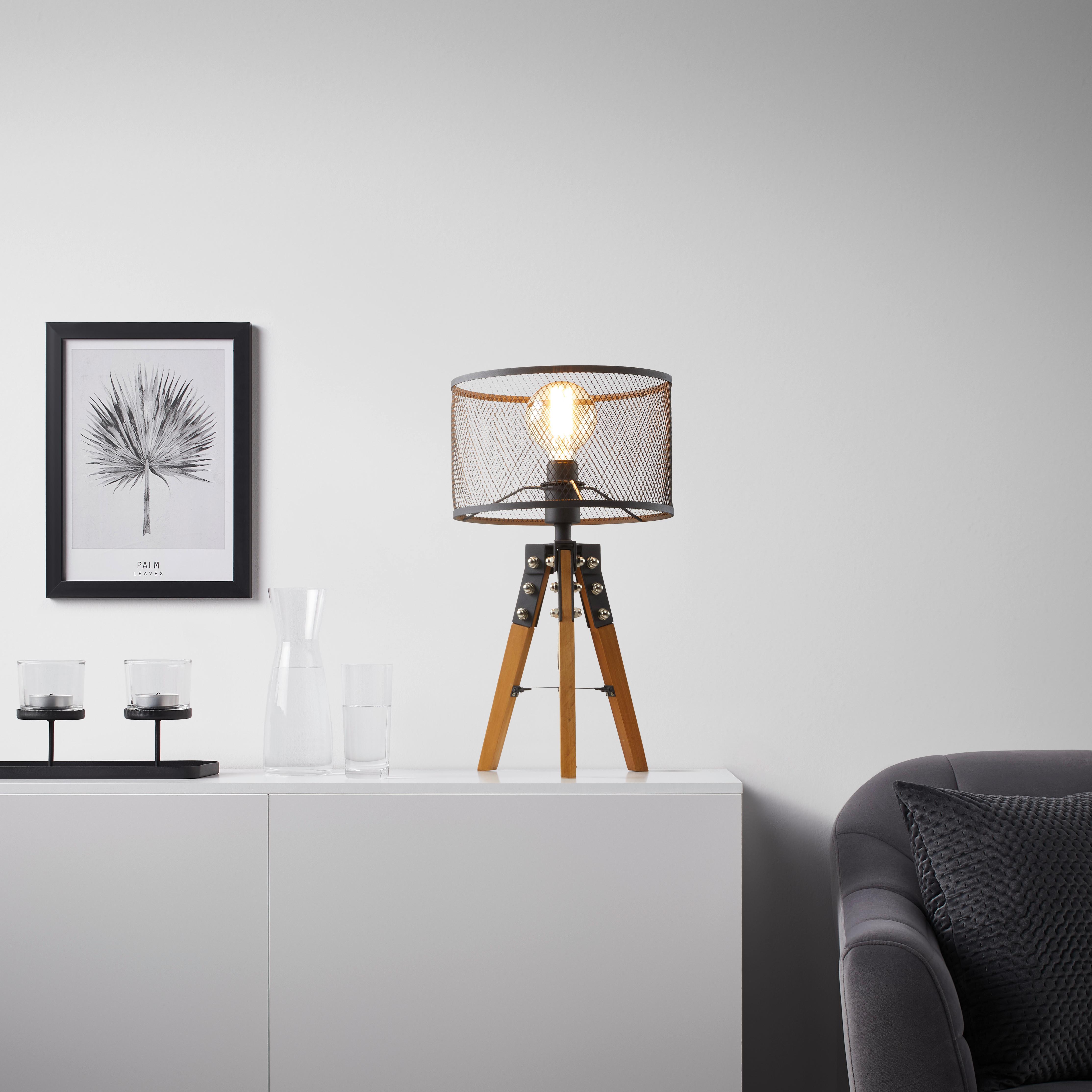 Stolná Lampa Seraphina Max. 40 Watt - čierna, Moderný, kov/drevo - Bessagi Home