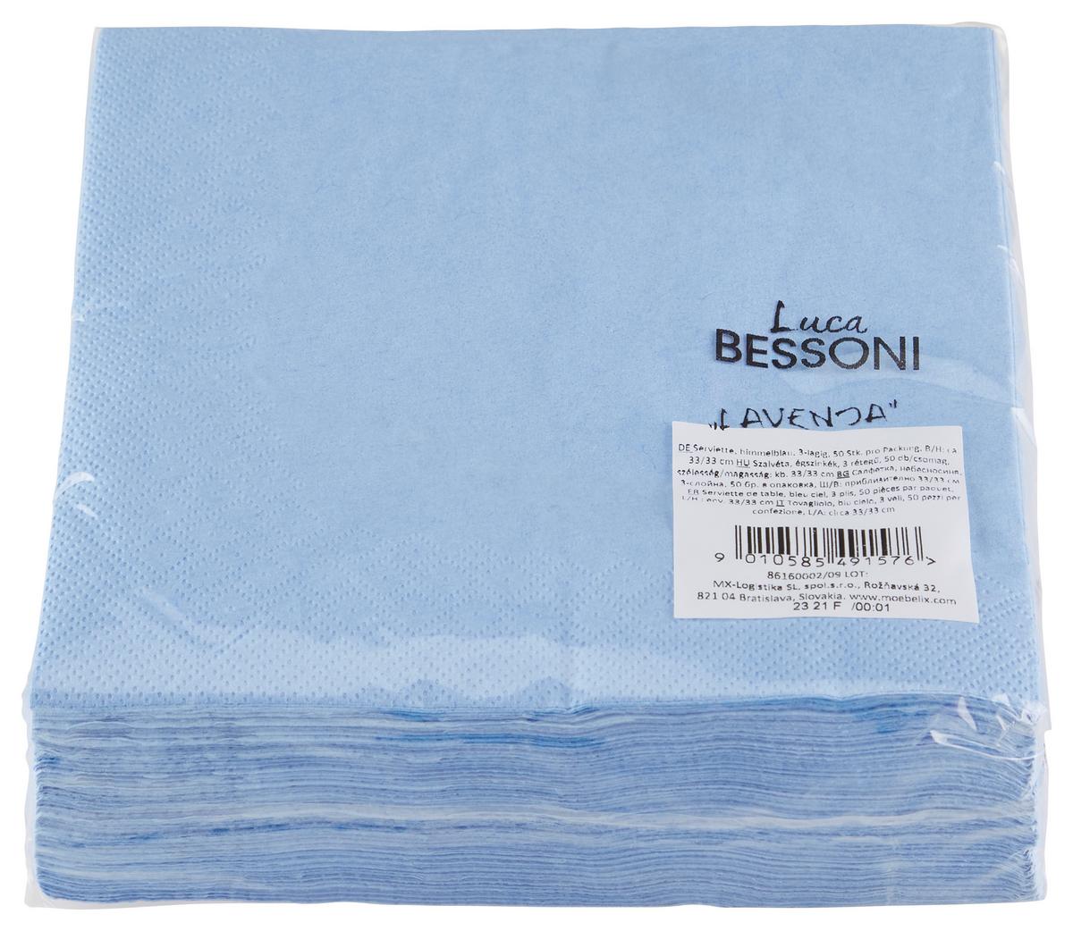 Serviette Lavenia Hellblau 50 Stk. 33x33 Cm - Hellblau, MODERN, Papier (33/33cm) - Luca Bessoni