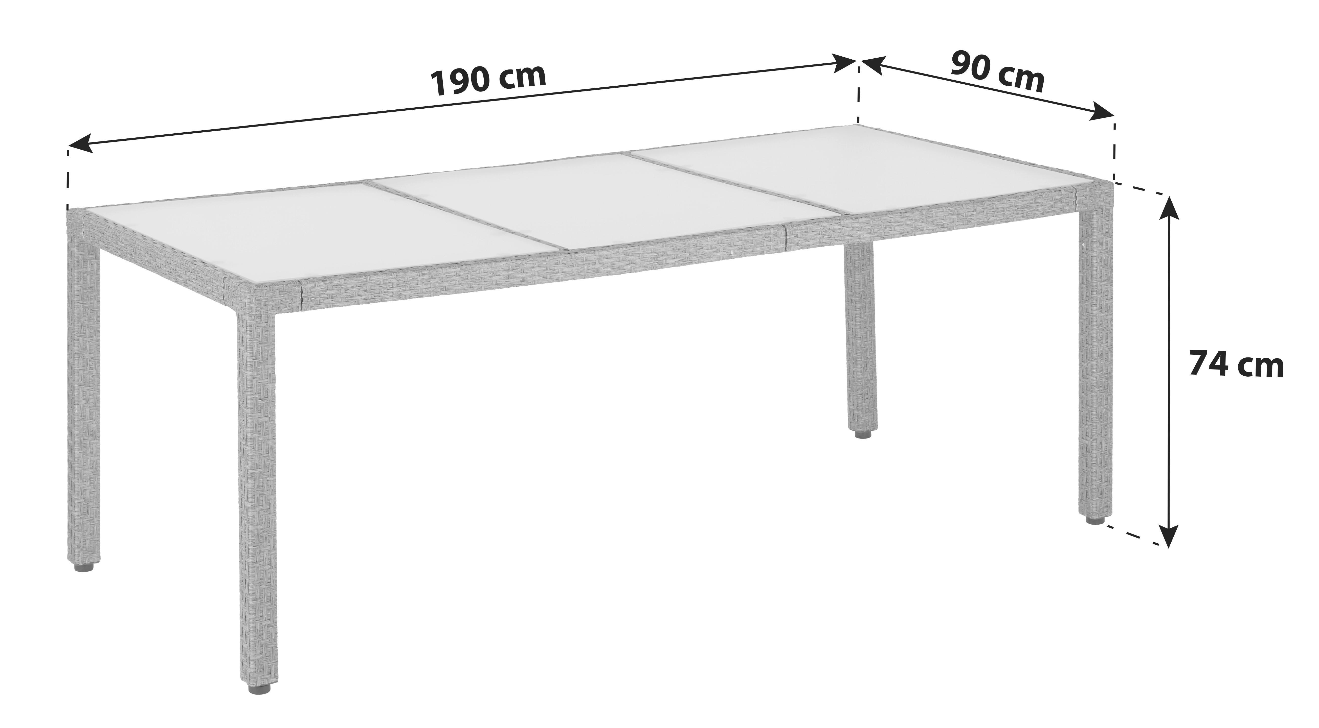Gartengarnitur 7-teilig Eva Kunststoff/glas Mit Kissen - Braun/Grau, MODERN, Glas/Kunststoff - Luca Bessoni