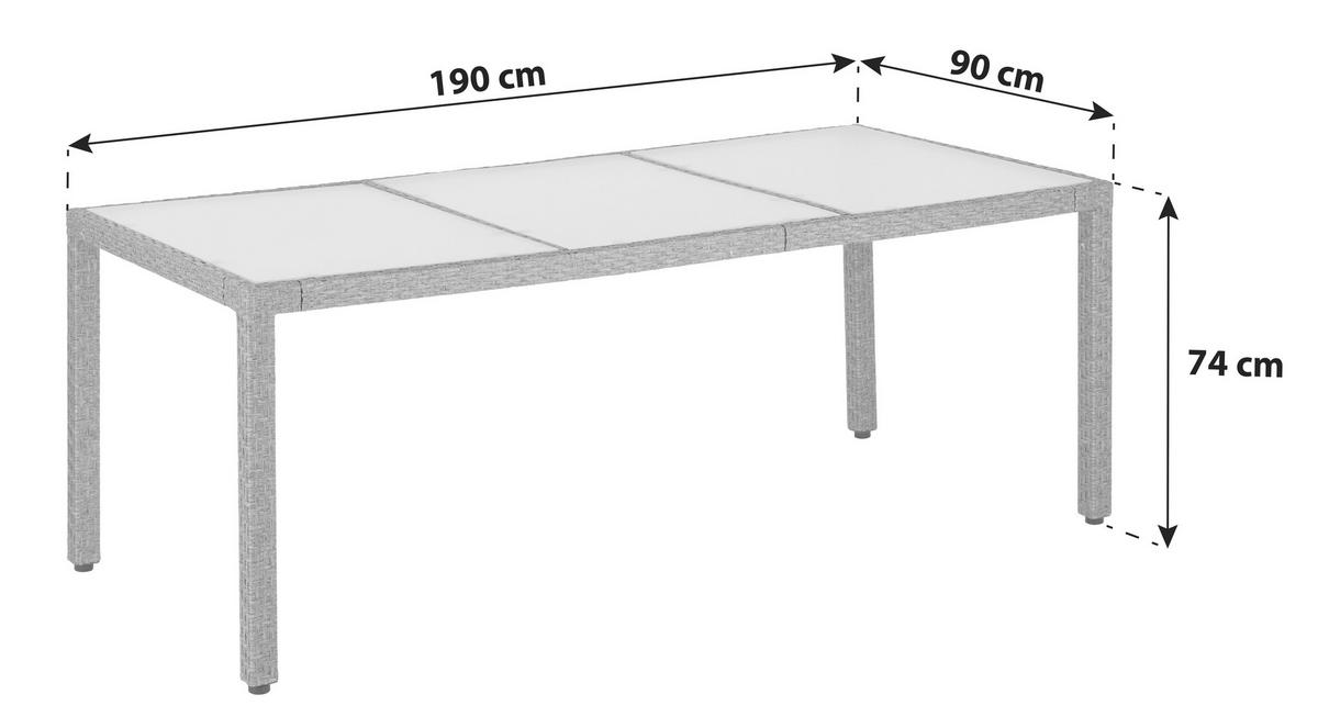 Gartengarnitur 7-teilig Eva Kunststoff/glas Mit Kissen - Braun/Grau, MODERN, Glas/Kunststoff - Luca Bessoni