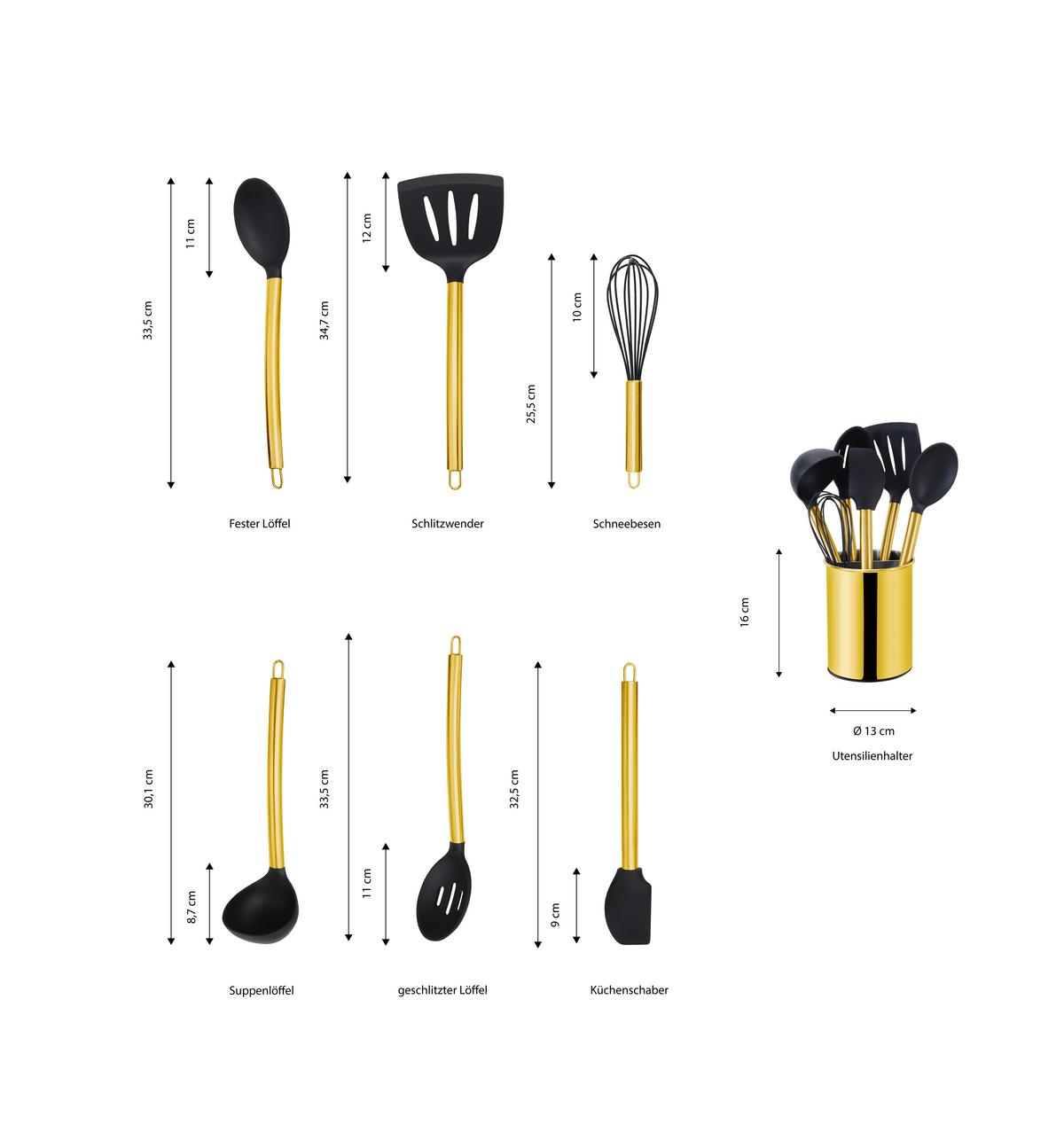 SADA KUCHYŇSKÉHO NÁČINÍ EW-KS-7020G - černá/barvy zlata, Basics, plast (13cm) - Echtwerk
