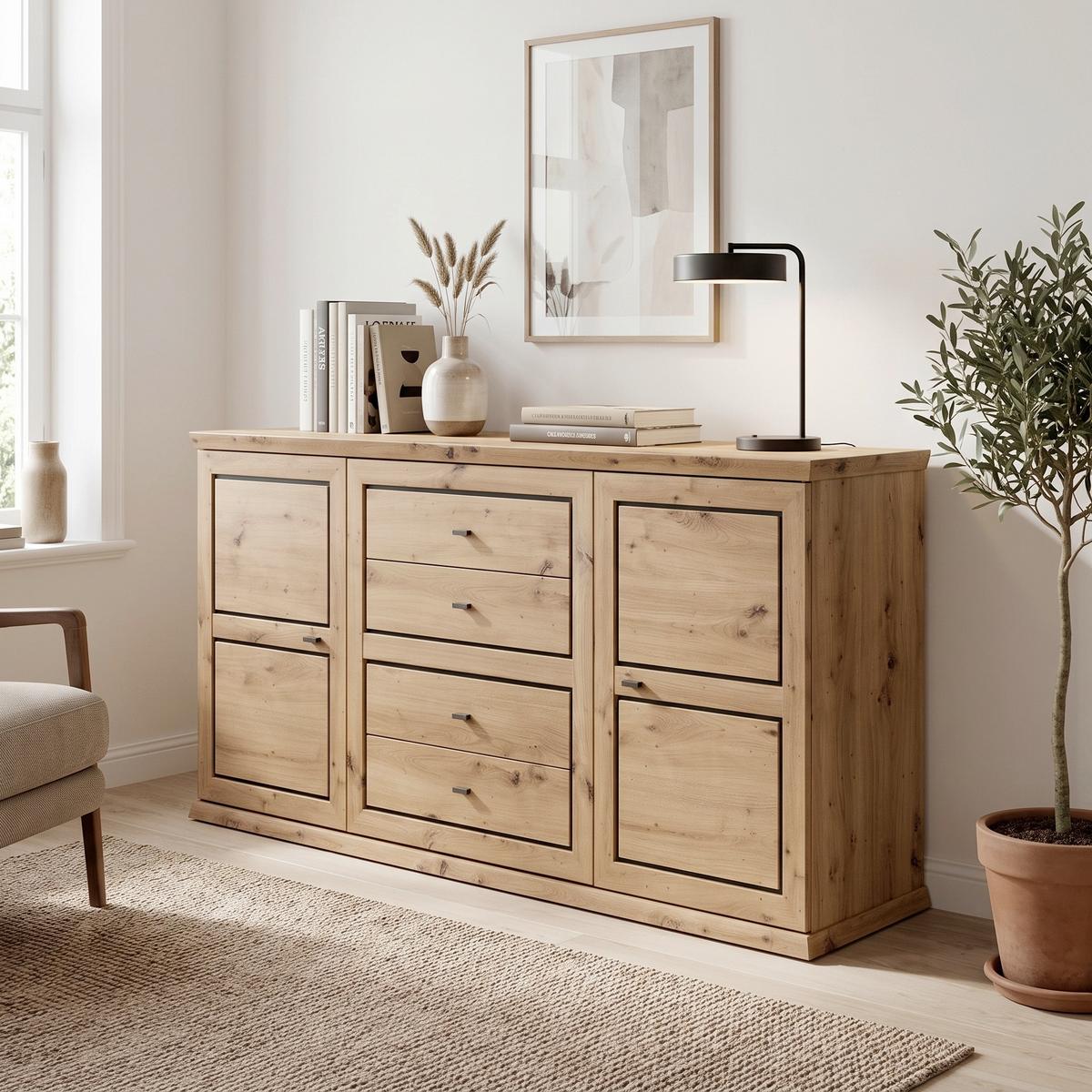 Eichefarbenes Sideboard mit viel Stauraum