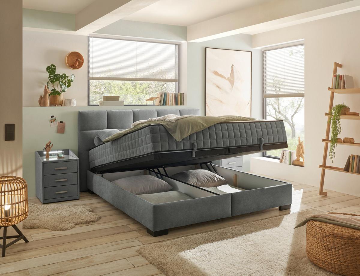 Boxbett Nagol A - Anthrazit/Schwarz, MODERN, Holzwerkstoff/Textil (180/200cm) - MID.YOU