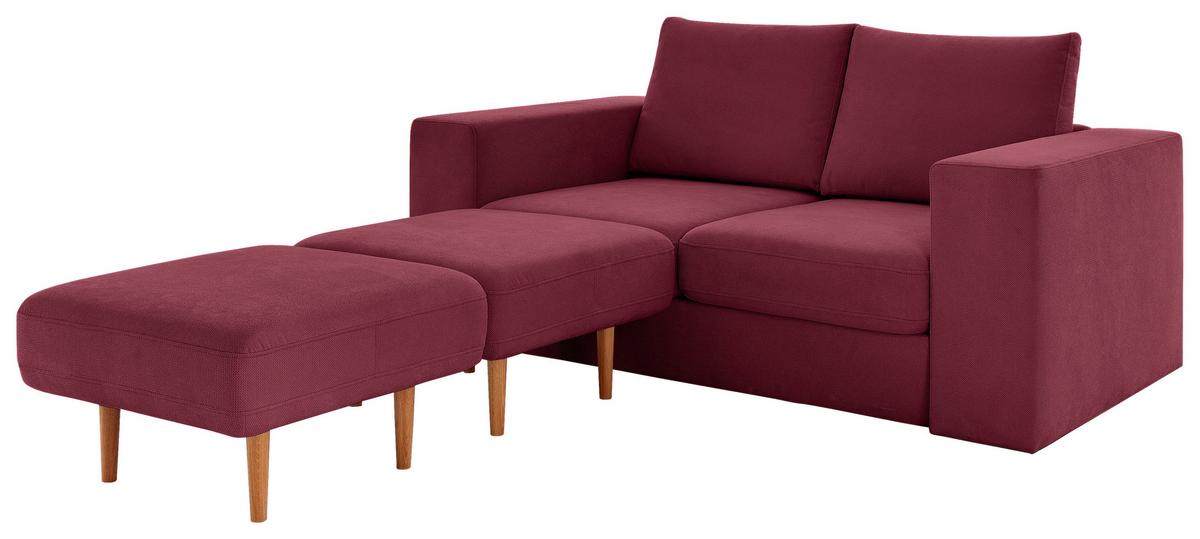 4-Sitzer-Sofa Looks Rot/Beere - Eichefarben/Beere, Design, Textil (252/96/107cm) - LOOKS by W.Joop