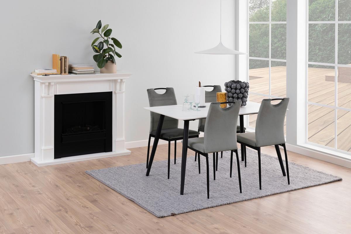 Esstisch Wicklow 140x80cm Keramik/weiß - Schwarz/Weiß, MODERN, Keramik/Metall (140/80/75cm) - MID.YOU
