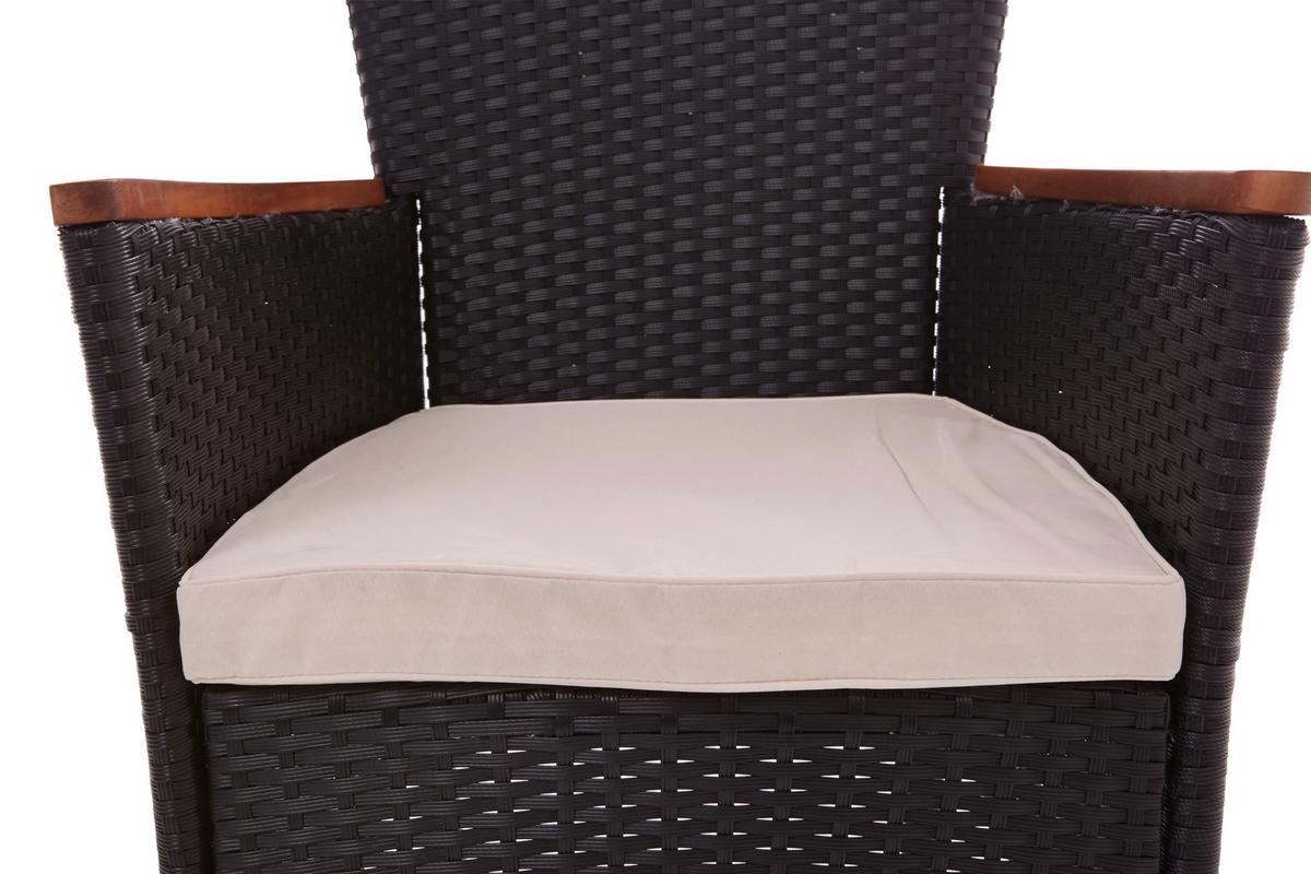 Gartengarnitur 9-tlg Moa Polyrattan U. Holz Mit Kissen - Beige/Schwarz, MODERN, Holz/Kunststoff - James Wood