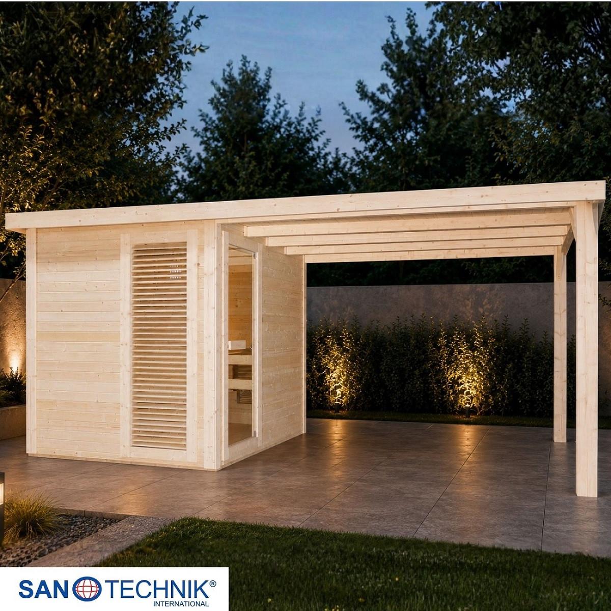 SAUNA Rauma Naturfarben B: 230 cm - Naturfarben, KONVENTIONELL, Holz (460/230/219,5cm) - Sanotechnik