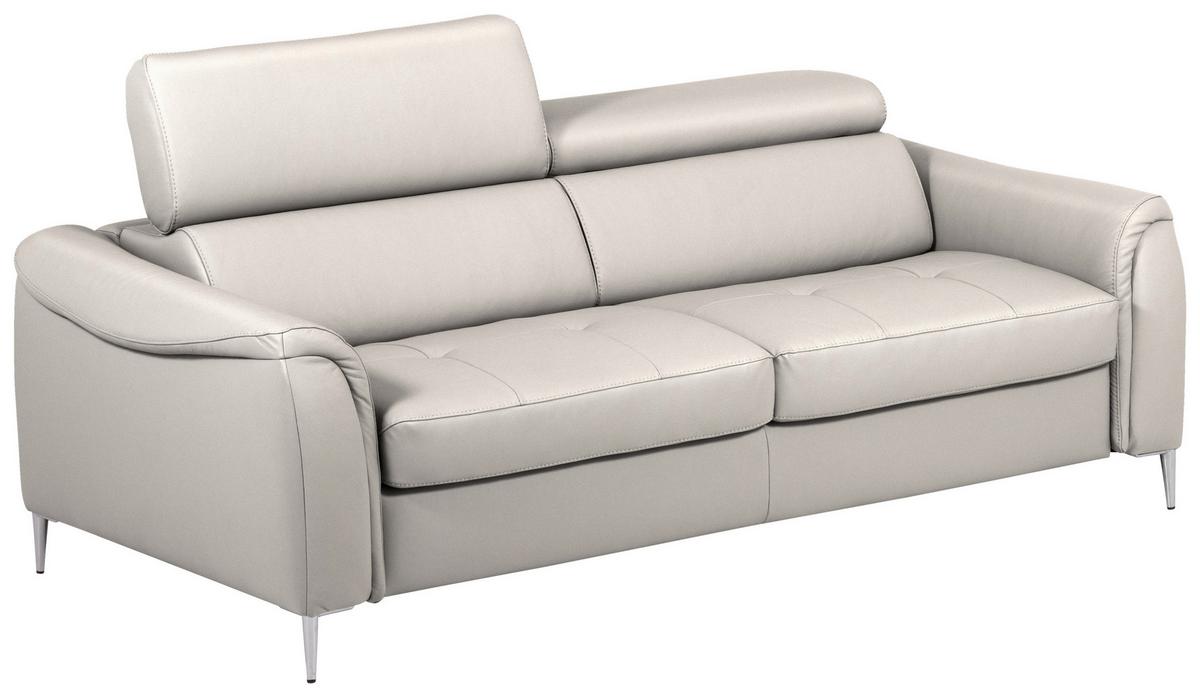 Schlafsofa Pafos Grau Lederlook, Rindsleder B: 203cm - Grau, Design, Leder/Textil (203/77-98/103cm) - MID.YOU