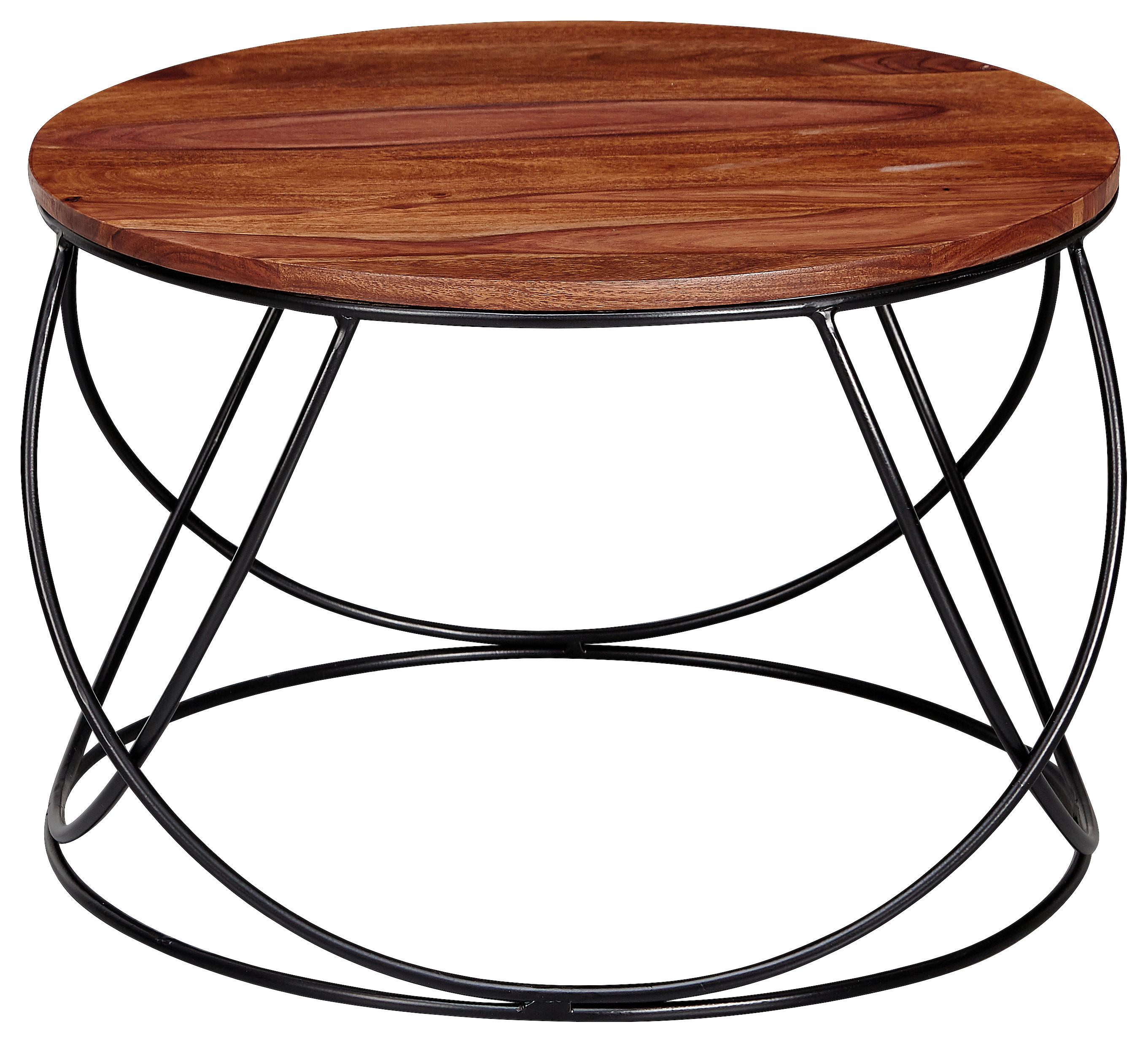 Konferenčný stolík sheesham - čierna/farba indického palisandra, Konventionell, kov/drevo (60/60/40cm) - MID.YOU