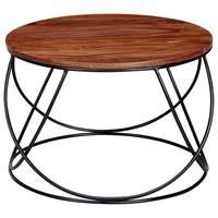 Konferenční stolek sheesham - černá/barvy sheesham, Konvenční, kov/dřevo (60/60/40cm) - MID.YOU