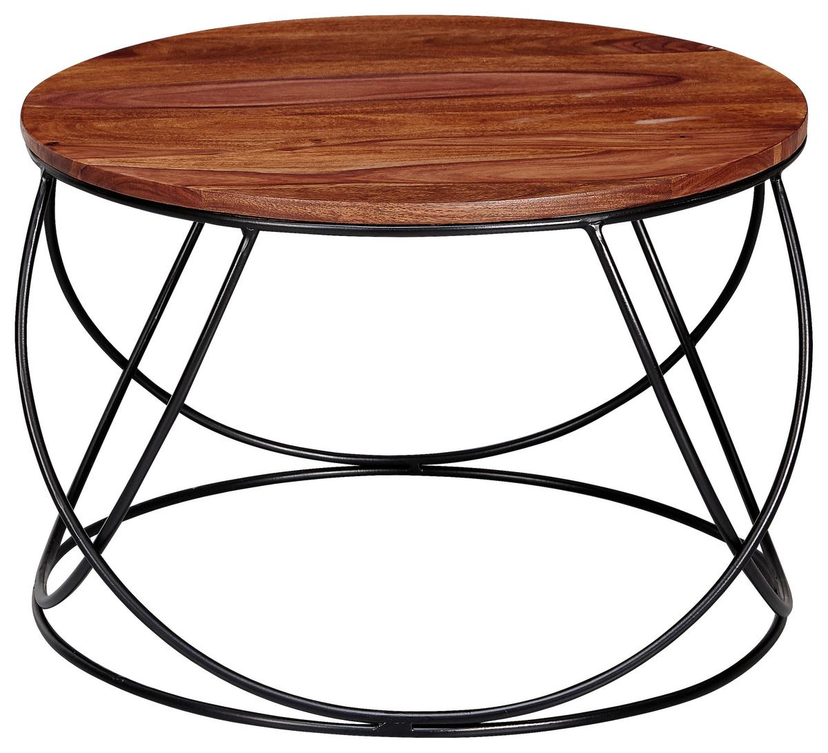 Konferenční stolek sheesham - černá/barvy sheesham, Konvenční, kov/dřevo (60/60/40cm) - MID.YOU