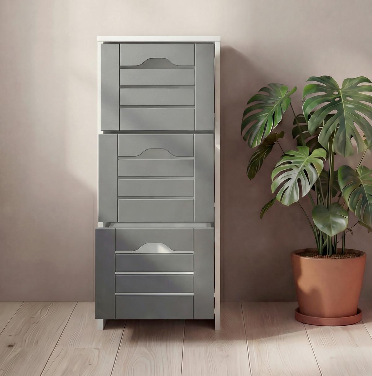 MIDISCHRANK Flonali Weiß/Anthrazit B: 38cm - Anthrazit/Weiß, Trend, Holzwerkstoff (38/76/28cm) - MID.YOU
