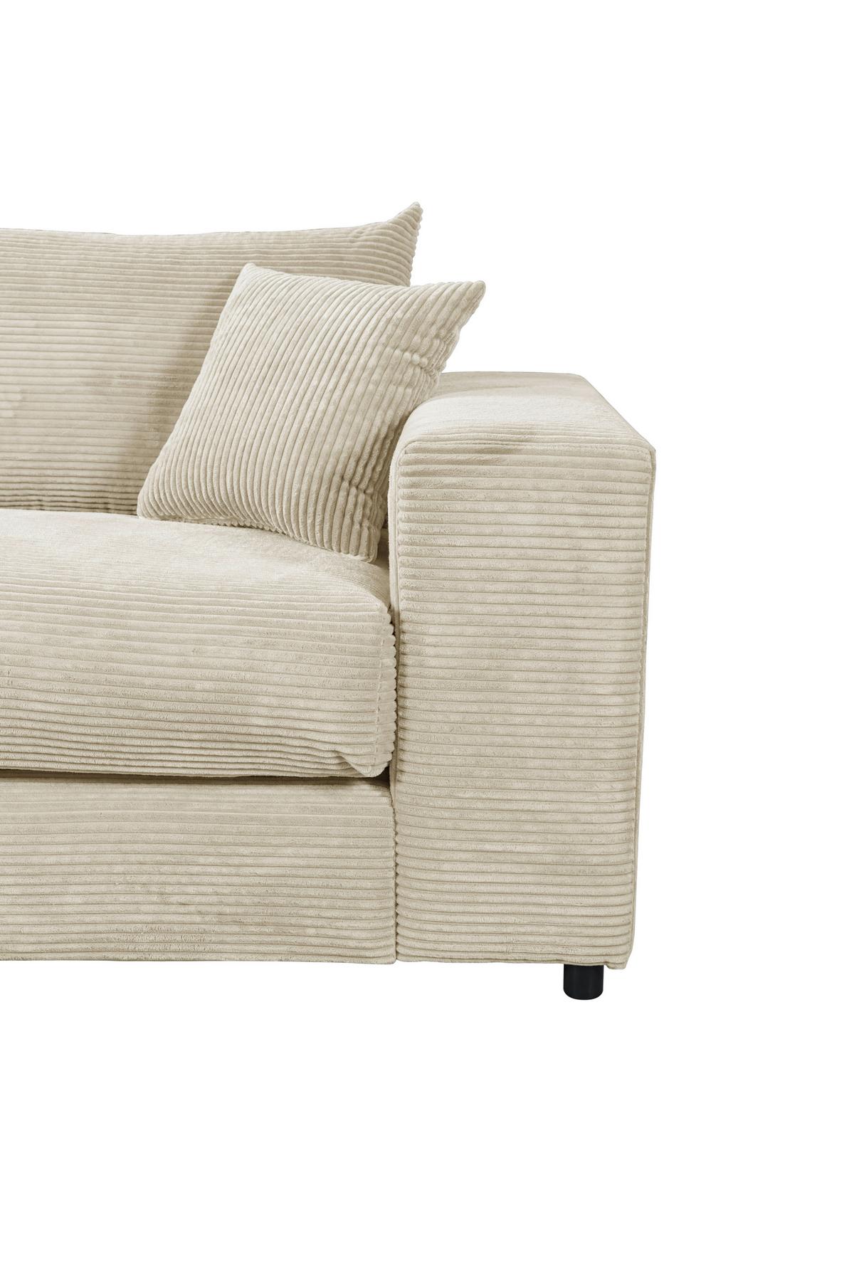 Ecksofa Funny S Links, Creme Schenkel: 180x265 cm - Creme/Schwarz, Basics, Textil (180/265cm) - Livetastic