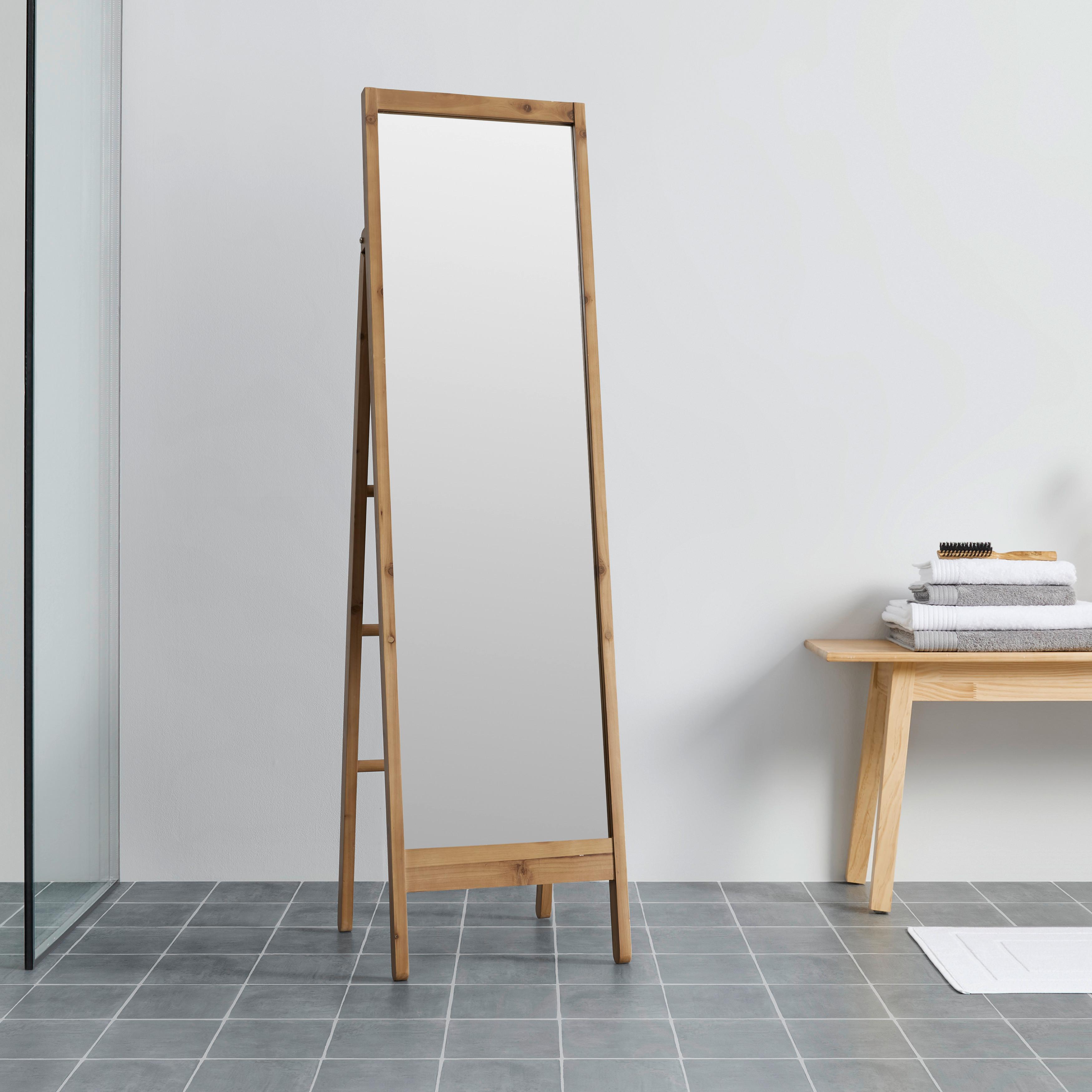 Zrkadlo MILIAS - prírodná farba, Modern, drevo/sklo (46/173/55cm) - P & B