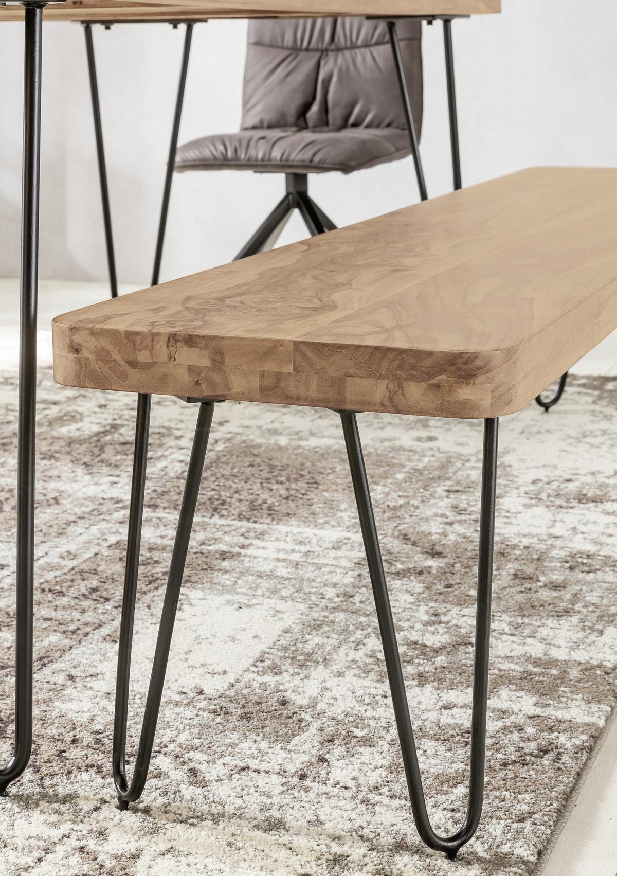 Lavice z masivního dřeva Bagli160 cm - černá/barvy akácie, Moderní, kov/dřevo (160/45/40cm) - MID.YOU
