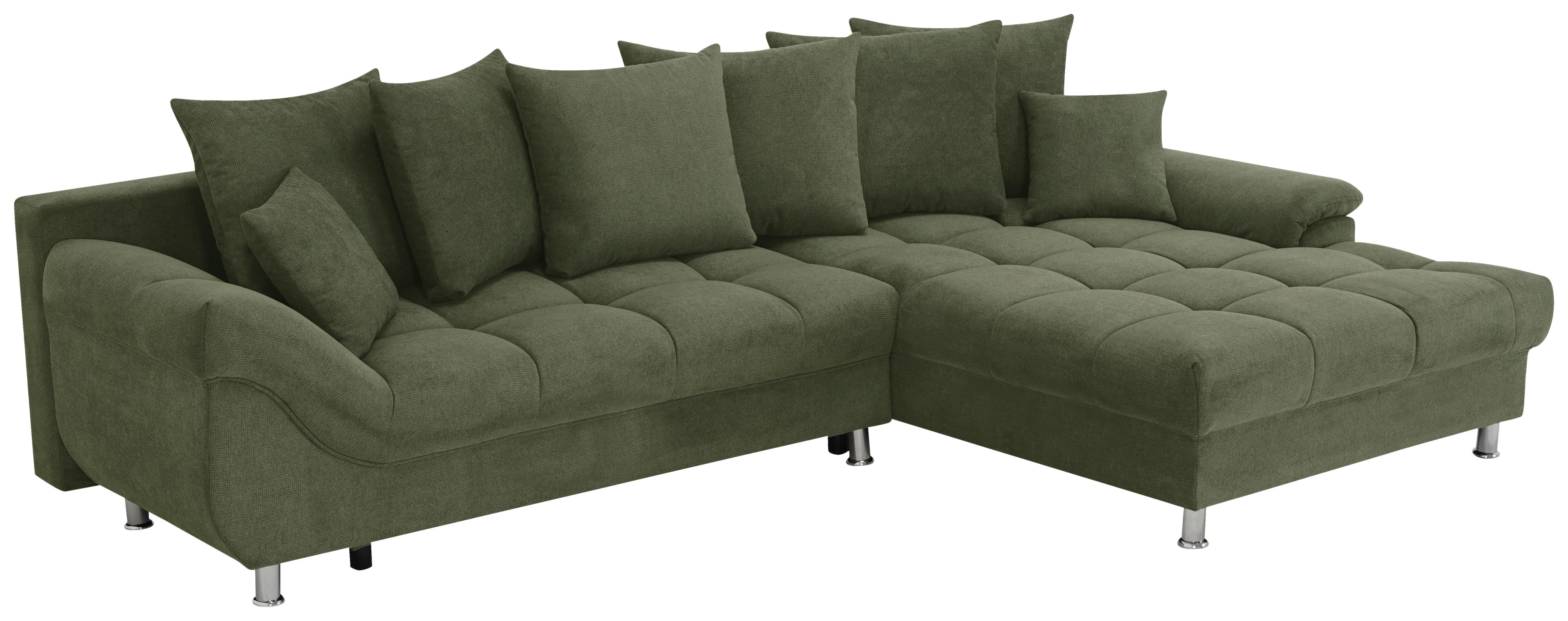 Rohová sedačka ERICE, pravá, zelená - zelená/barvy chromu, Design, textil/plast (312/198cm)