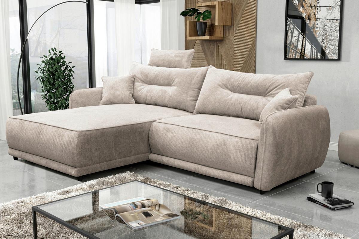Ecksofa Fresh Beige 195x264 Cm - Beige/Schwarz, Design, Textil (195/264cm) - MID.YOU