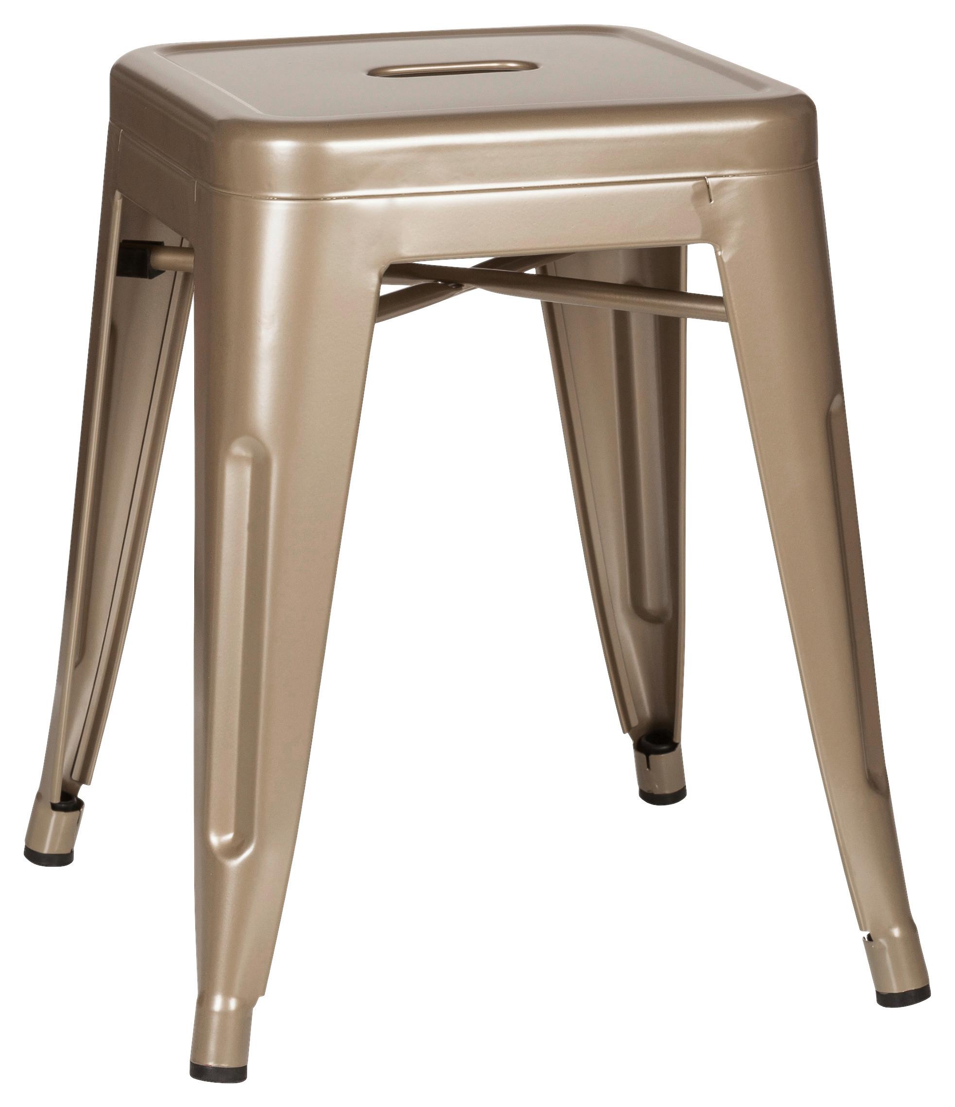 Hocker Vantaggio Stahl Champagner H: 46 cm Stapelbar - Champagner, Basics, Metall (39/46/39cm) - MID.YOU