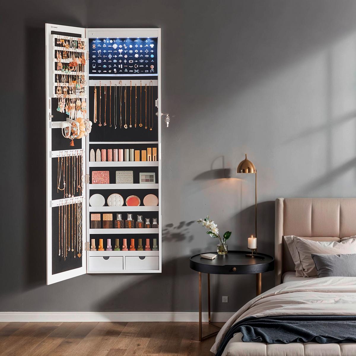 Schmuckschrank Weiß B: 37 Cm - Weiß, Basics, Holzwerkstoff/Metall (37/110/10cm)