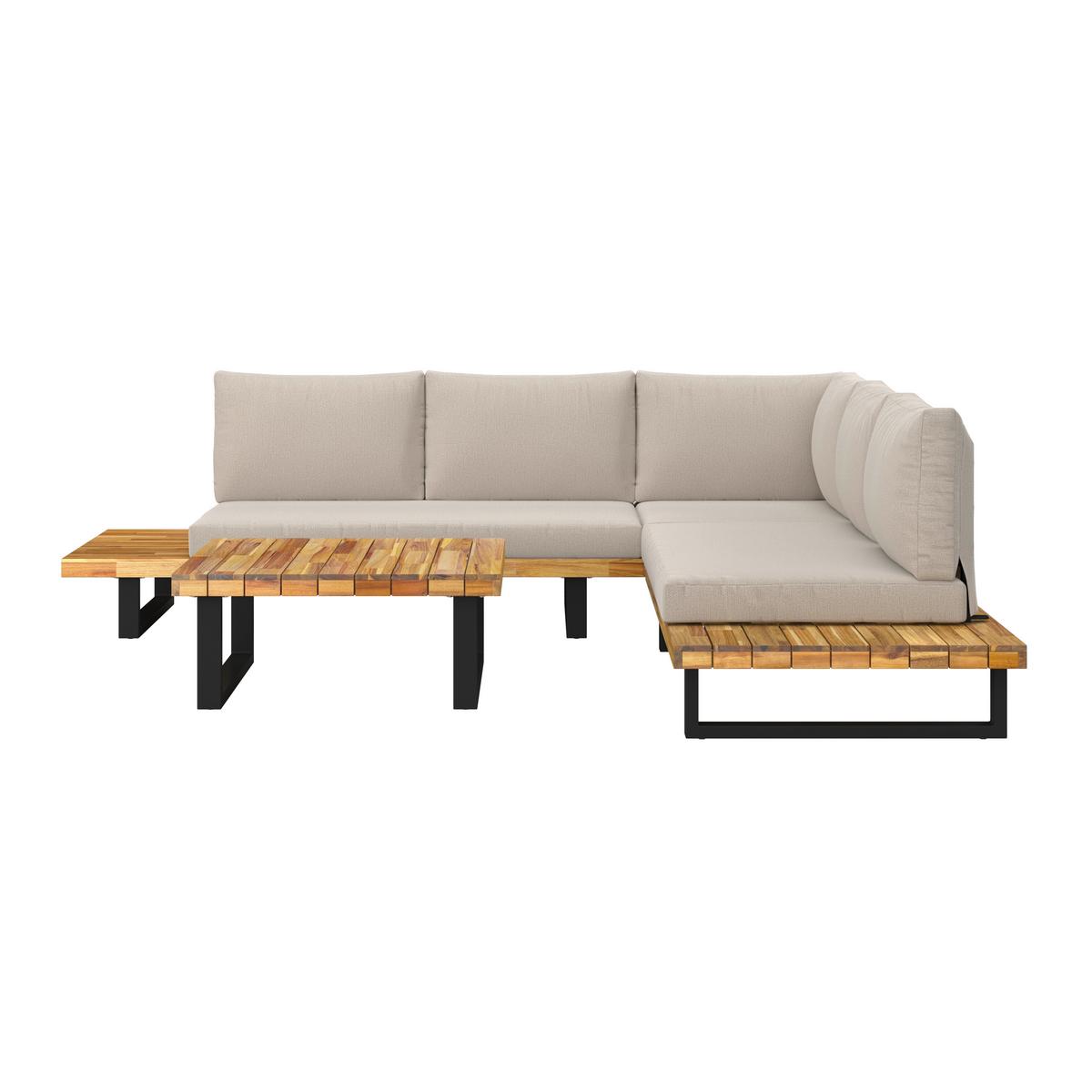 TERASOVÁ SEDACIA SÚPRAVA CRISTINA - čierna/krémová, Modern, kov/drevo (254/78/82cm) - Bessagi Garden