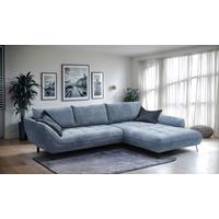 Ecksofa Biarritz Blau, Schenkel: 324x205 cm - Blau/Schwarz, Design, Textil (324/205cm) - MID.YOU
