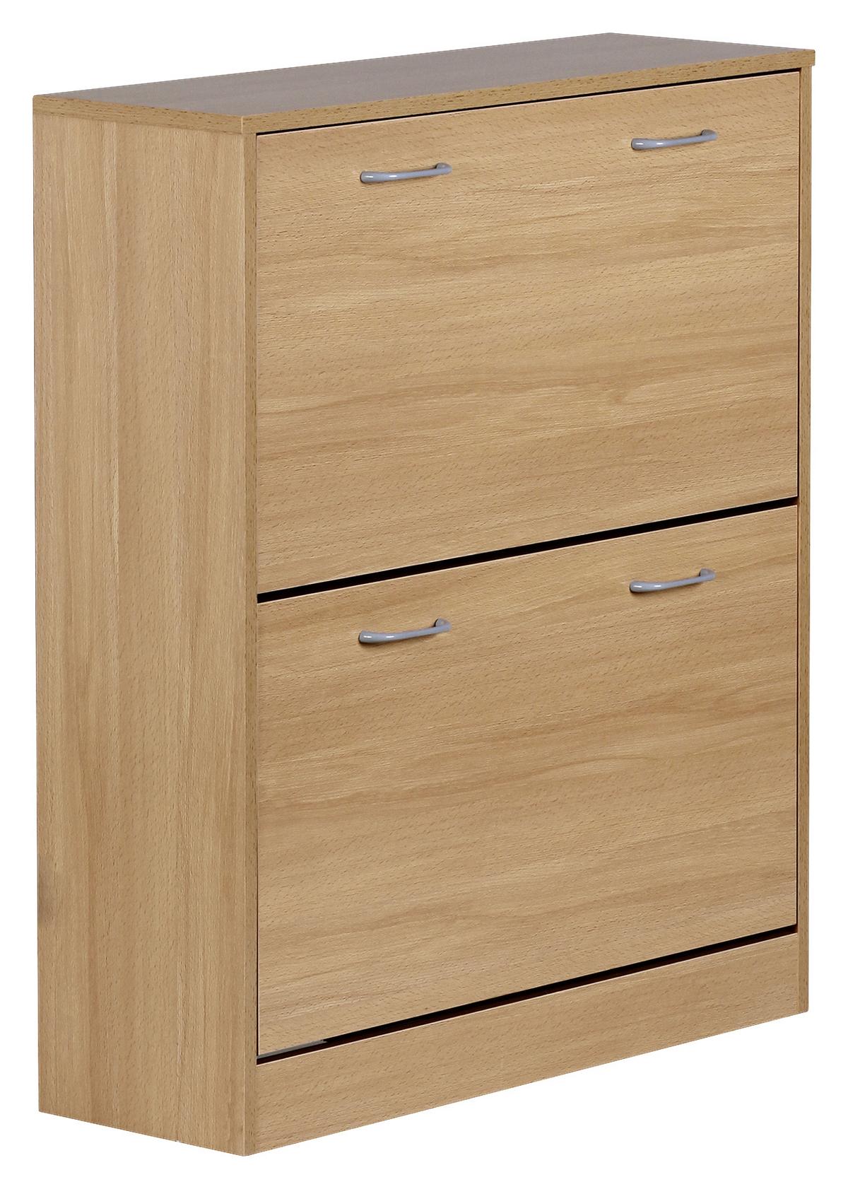 Vyklápěcí botník Sarah buk - barvy stříbra/barvy buku, Konvenční, kompozitní dřevo/plast (75/87/24cm) - MID.YOU