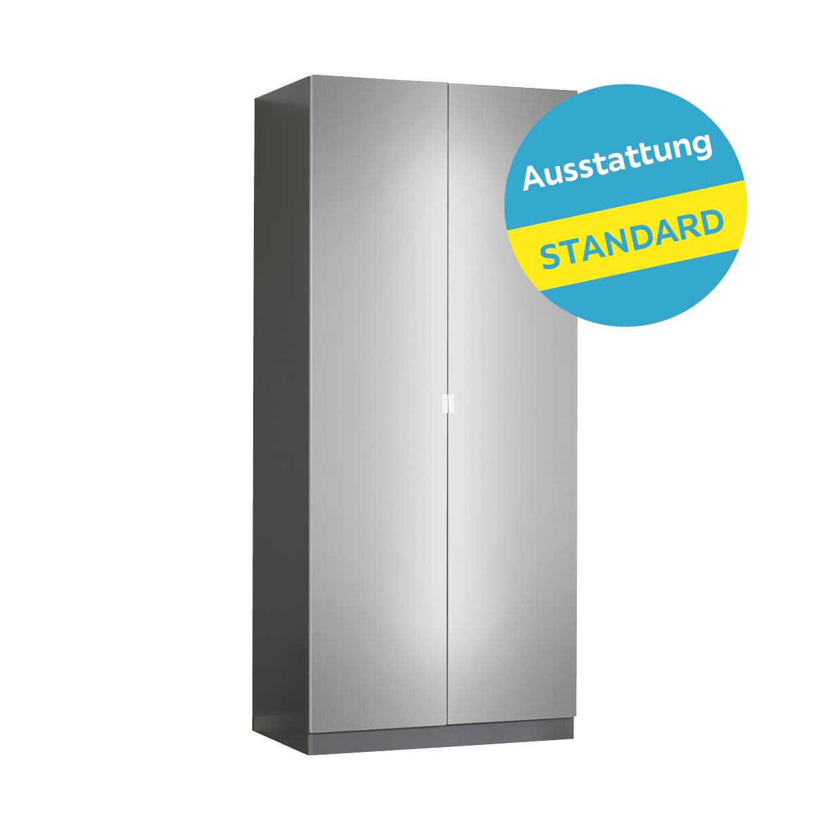 Drehtürenschrank Mit Spiegel 91,1cm Unit Anthrazit - Anthrazit, MODERN, Holzwerkstoff (91,1/210/58,3cm) - Ondega